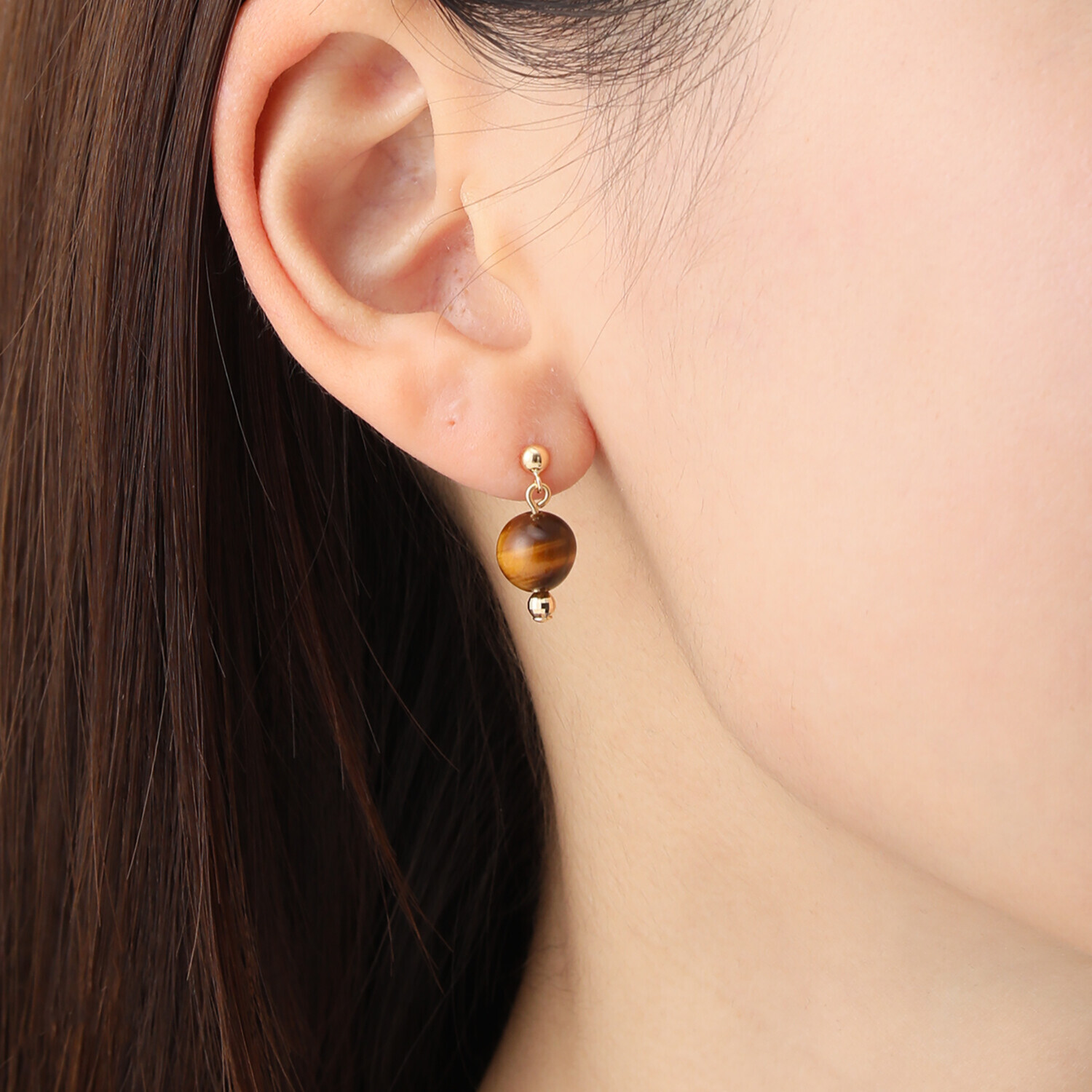 オーサムジェムズ １８Ｋ タイガーアイ スウィングピアス