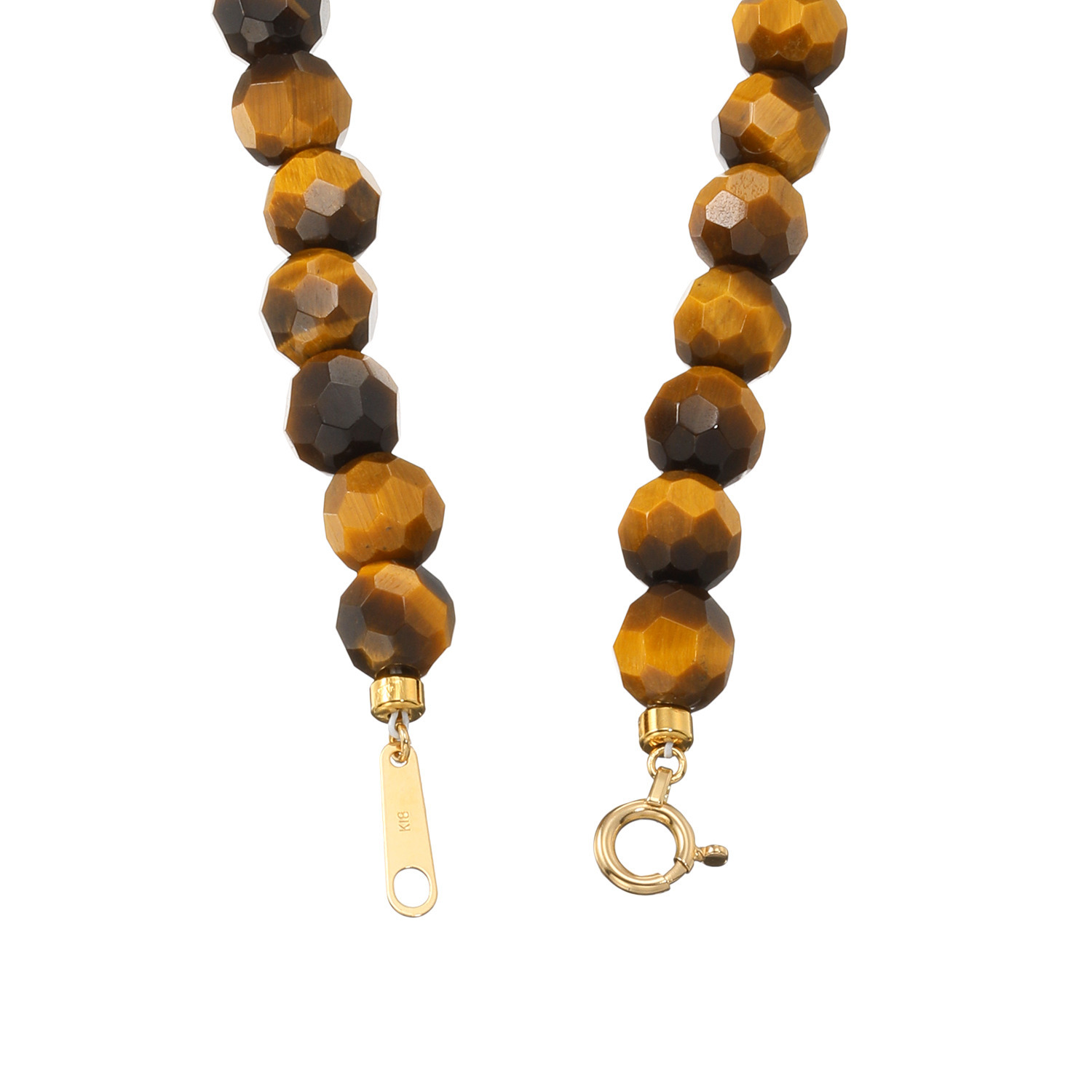 オーサムジェムズ １８Ｋ タイガーアイ ファセットビーズ ロングネックレス