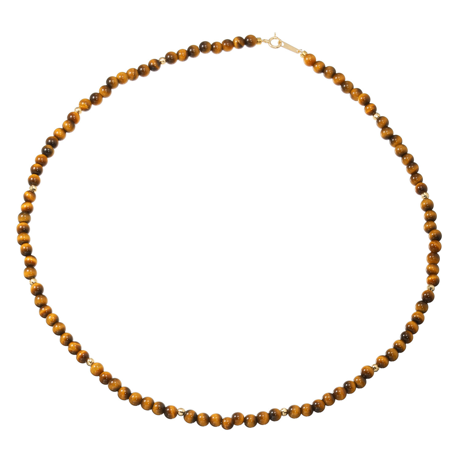 オーサムジェムズ １８Ｋ タイガーアイ ラウンドビーズ ネックレス