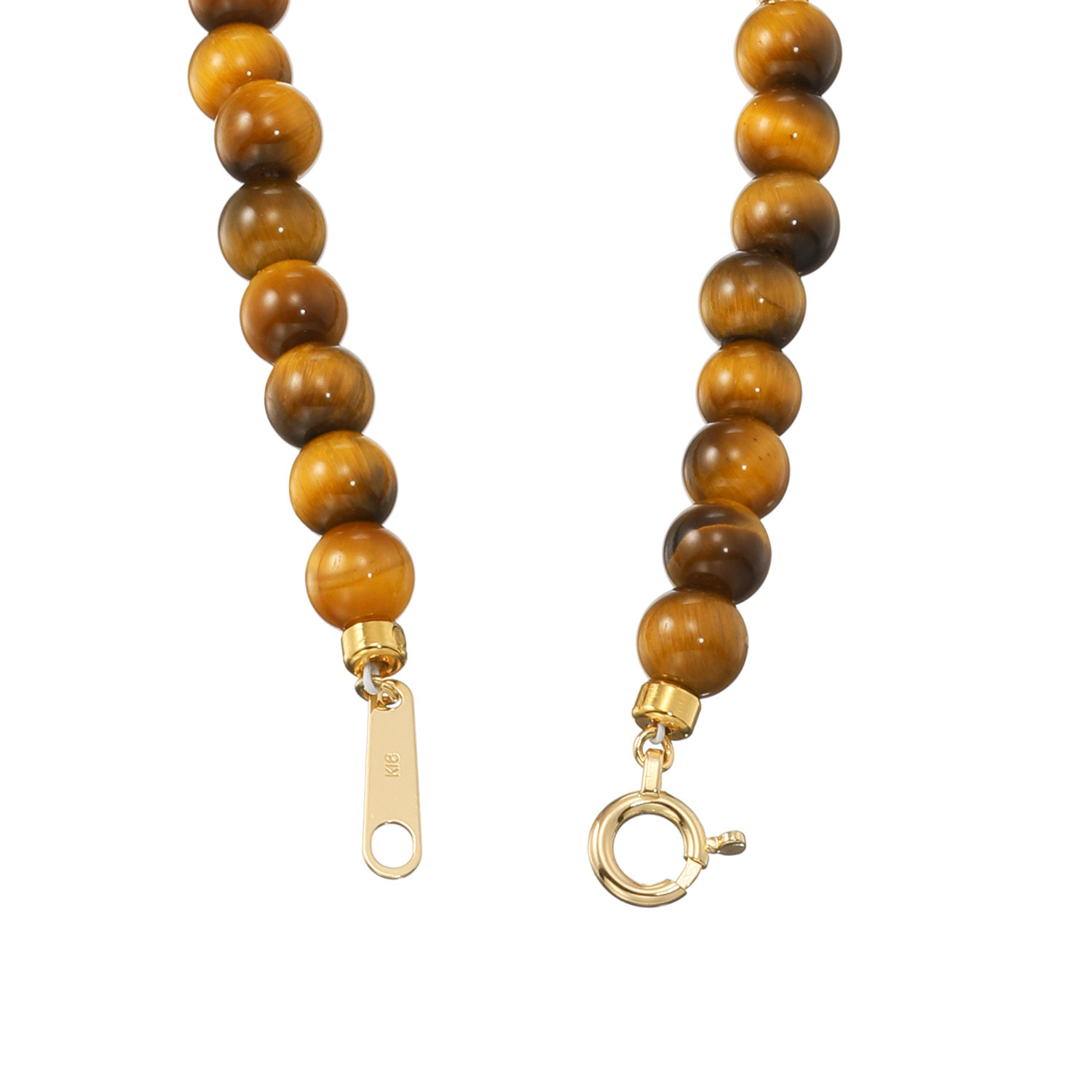 オーサムジェムズ １８Ｋ タイガーアイ ラウンドビーズ ネックレス