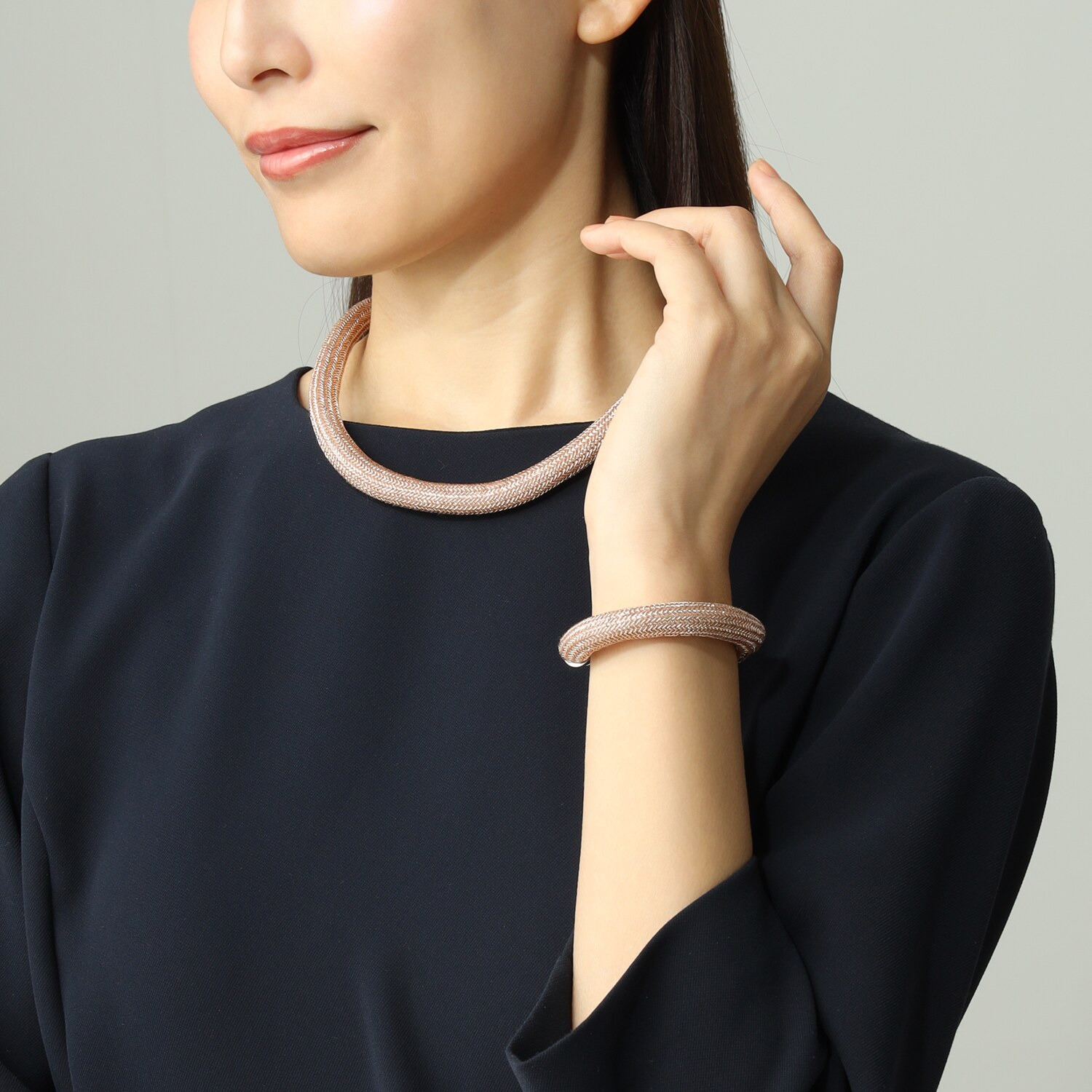 メタリックコード ネックレス＆ ブレスレットセット