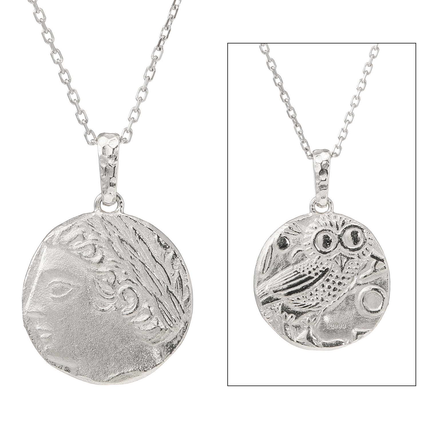 マシュリク 純プラチナ リバーシブルデザイン コイン型ペンダント
