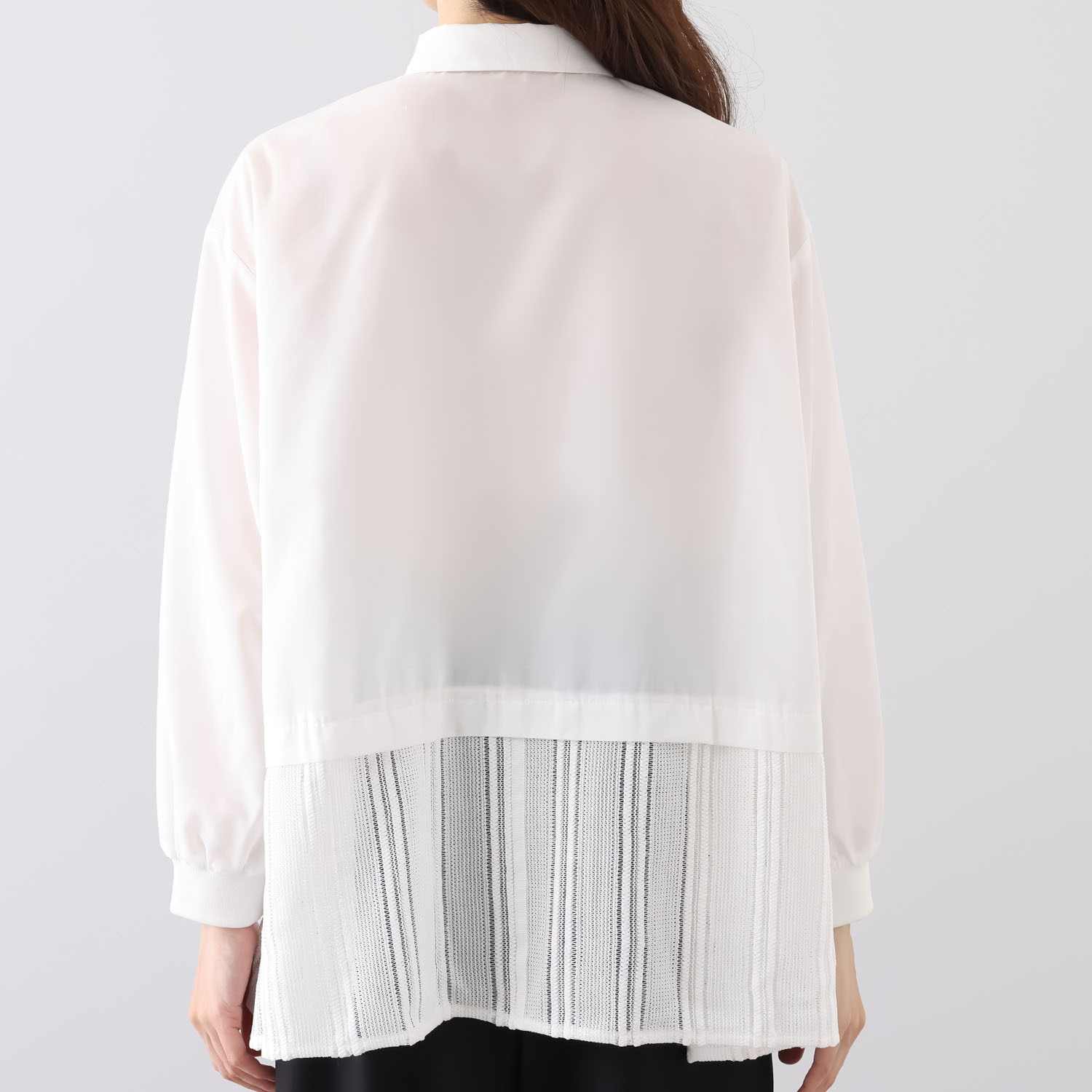 ヨウゾウカタブキ ストライプレース ドッキングシャツ