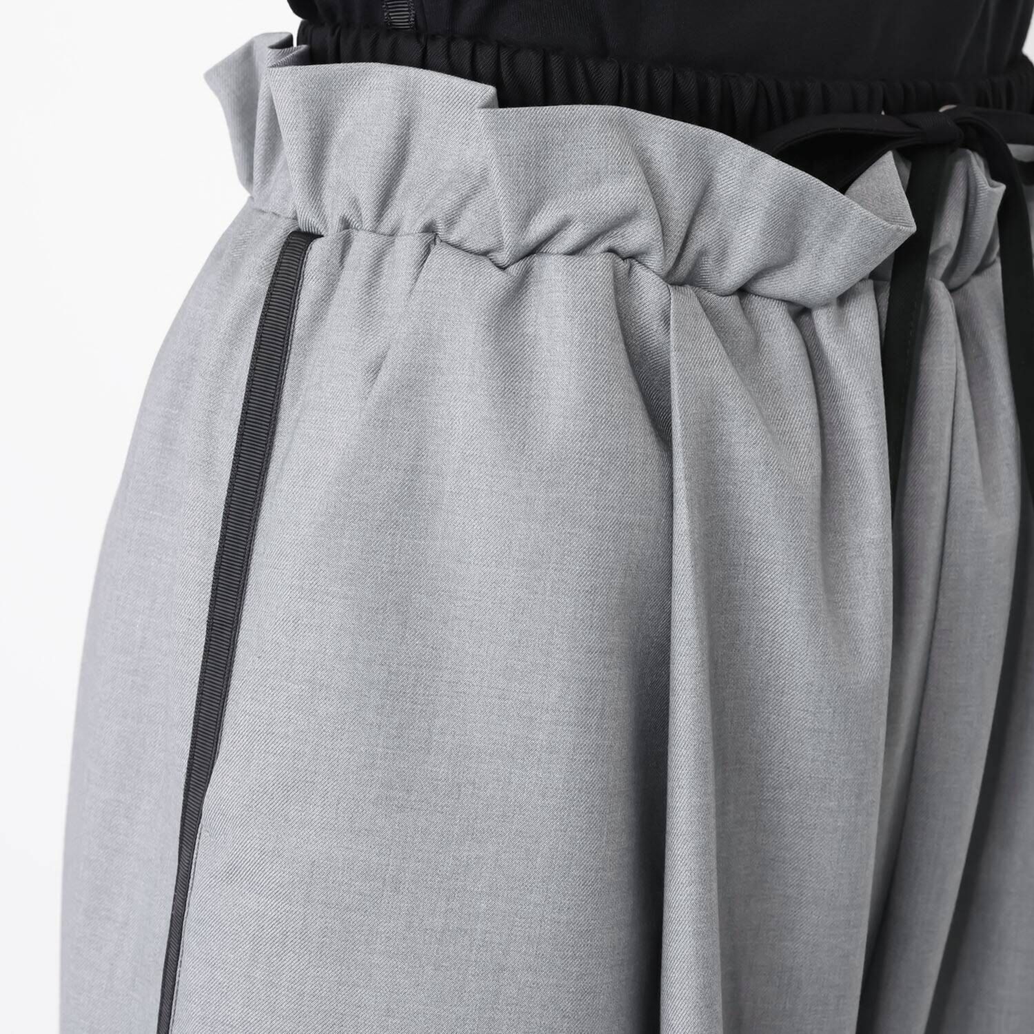 ヨウゾウカタブキ ダブルウエスト 配色アクセント イージーワイドパンツ