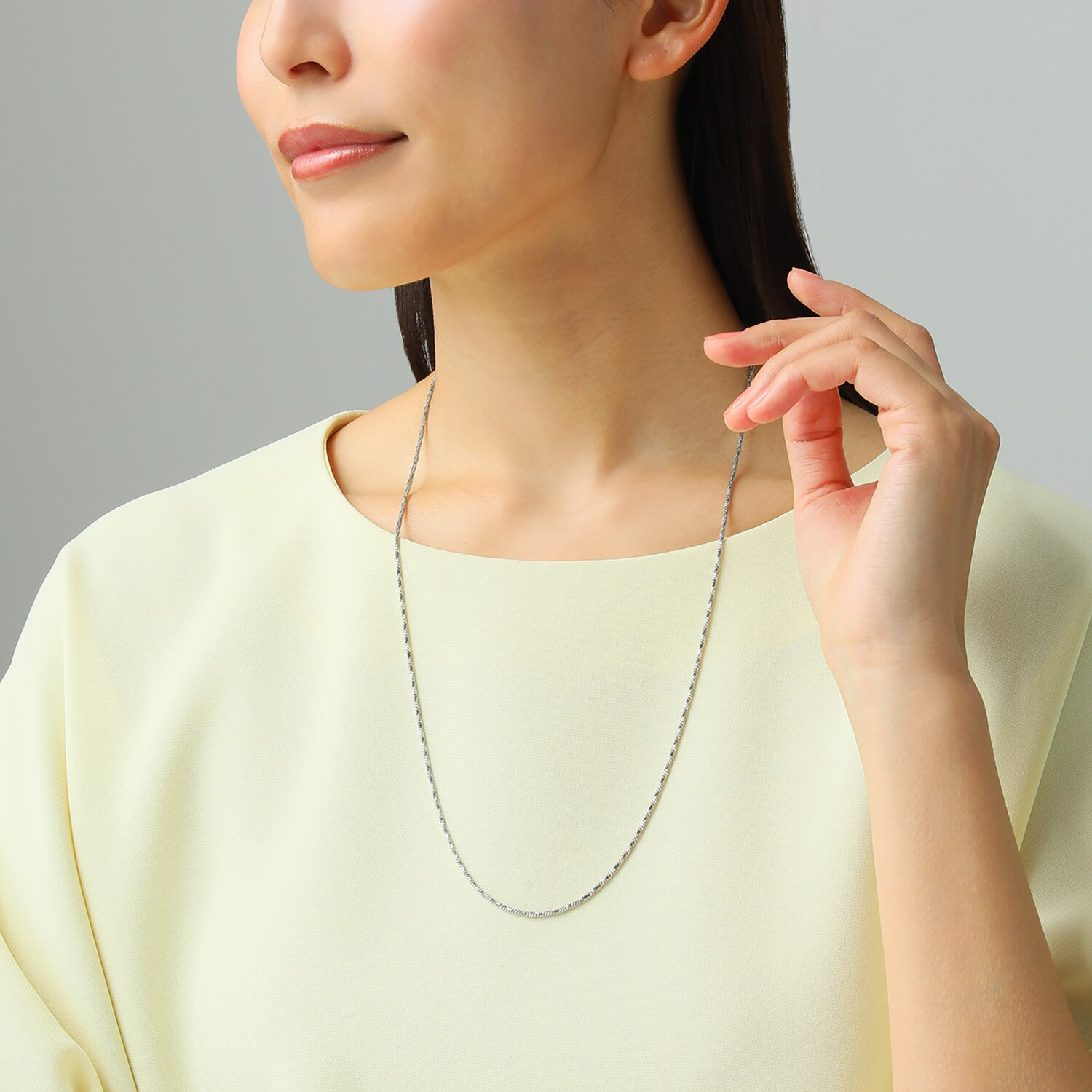 ステングレイス サージカルステンレス スクエアスネーク ツイストチェーン ロングネックレス