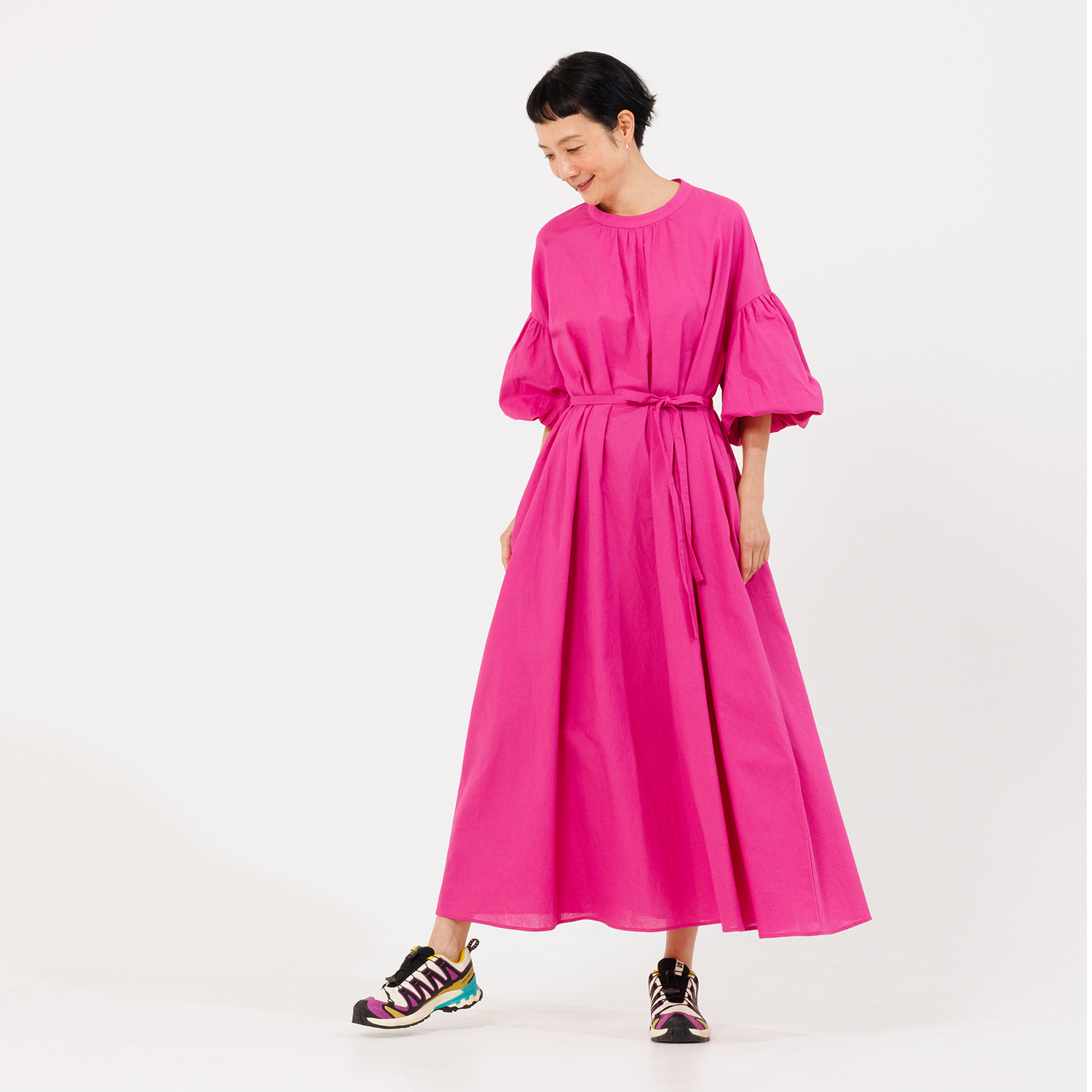 プーカ コットンリネン バルーンスリーブ ワンピース