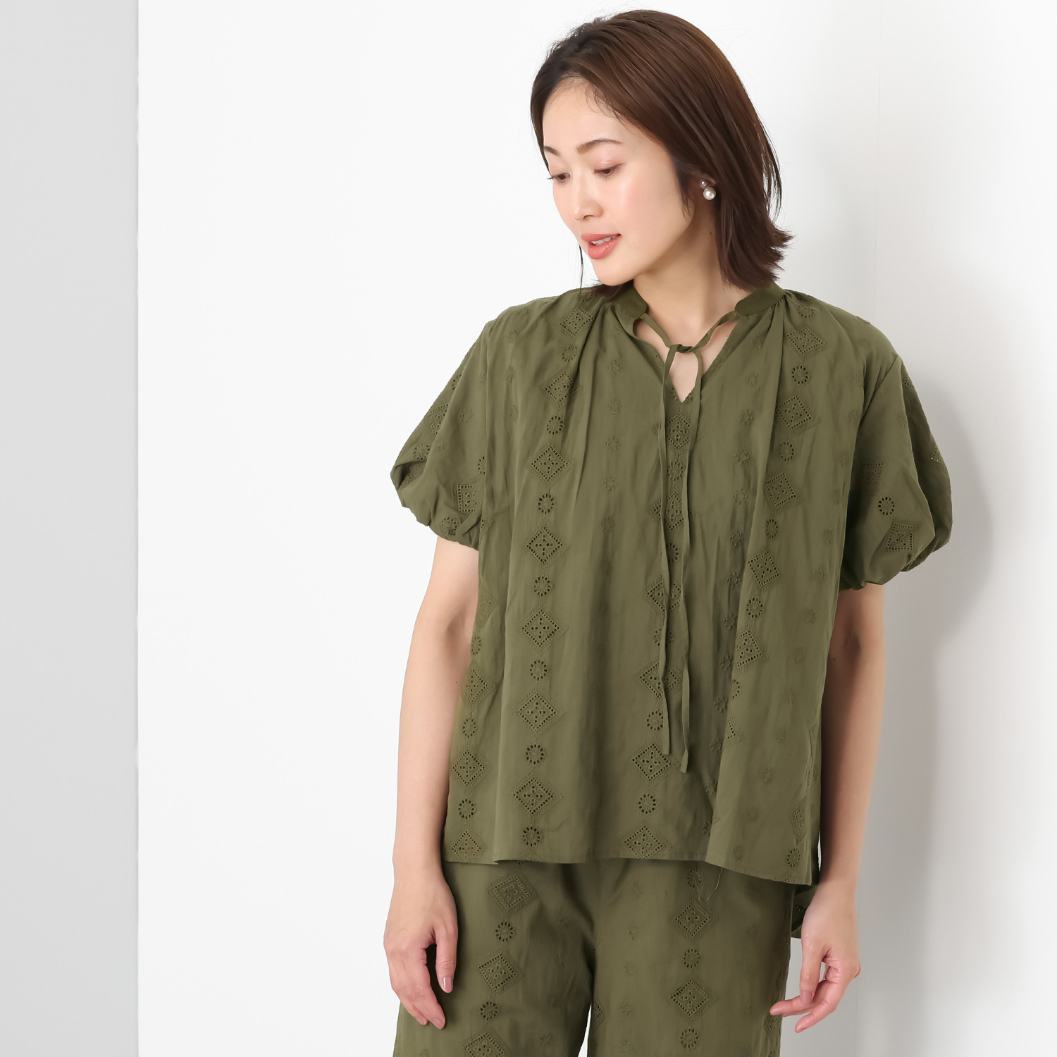 プーカ 綿１００％総レース ブラウス