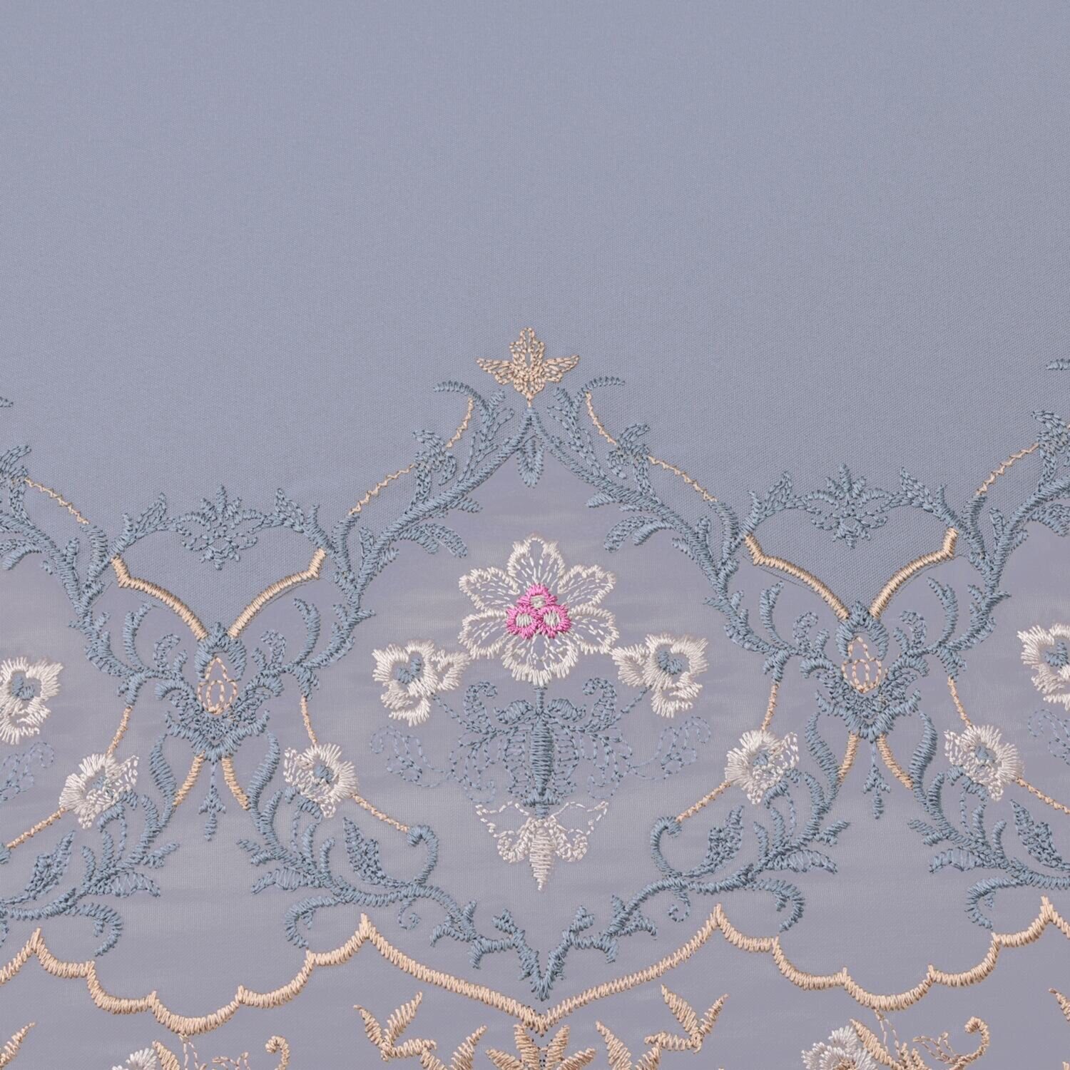 シノワズリーモダン 女優日傘 ダマスク カットワーク刺しゅう かわず張り　晴雨兼用 ショート折りたたみ傘