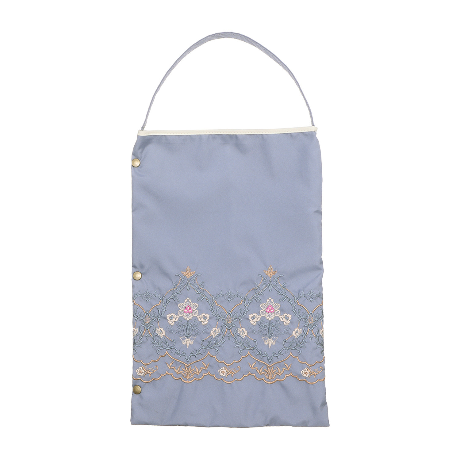 シノワズリーモダン 女優日傘 ダマスク カットワーク刺しゅう かわず張り　晴雨兼用 ショート折りたたみ傘