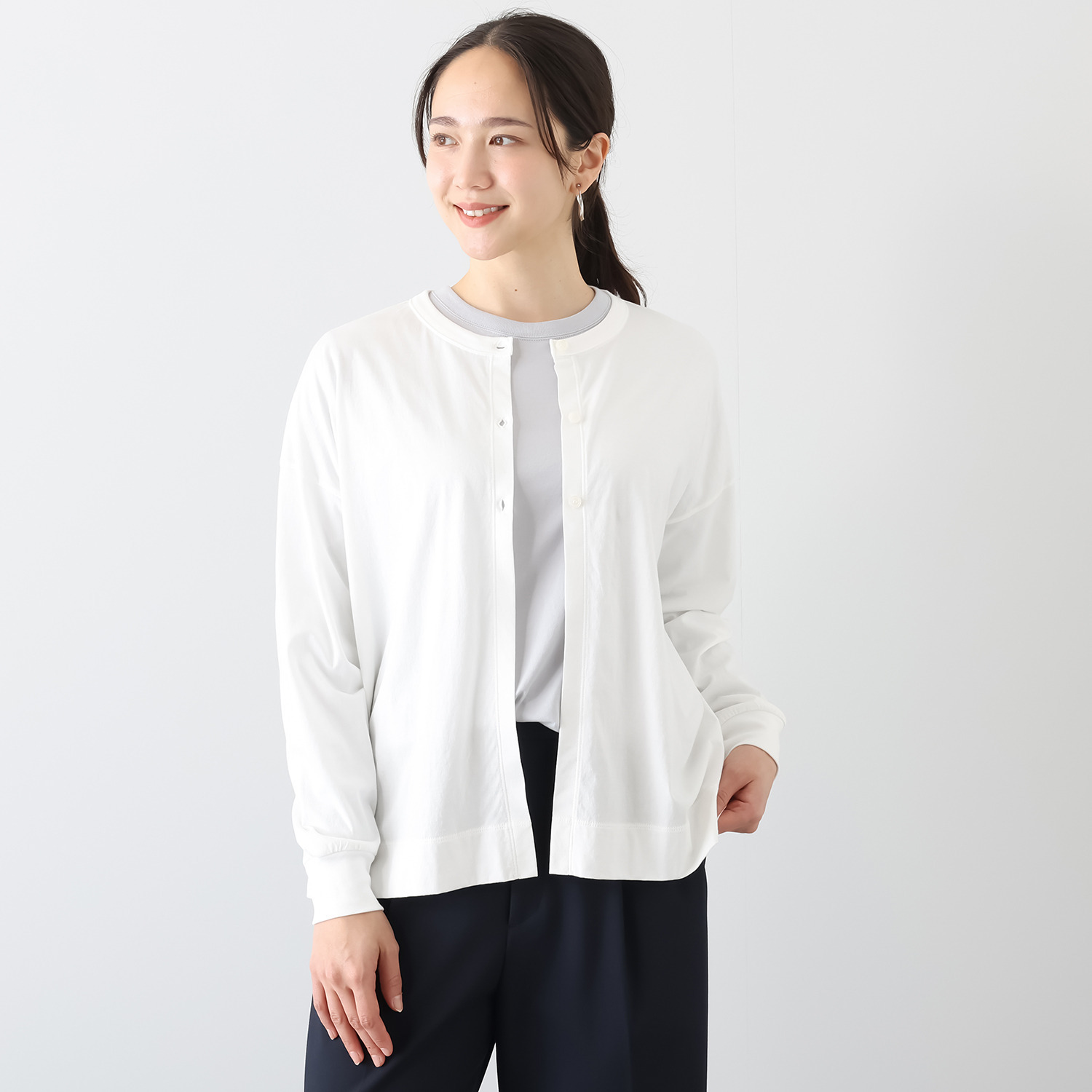 エイガールズ スビン綿混 ＬＯＴＵＳ　ＨＡＮＥ カーディガン