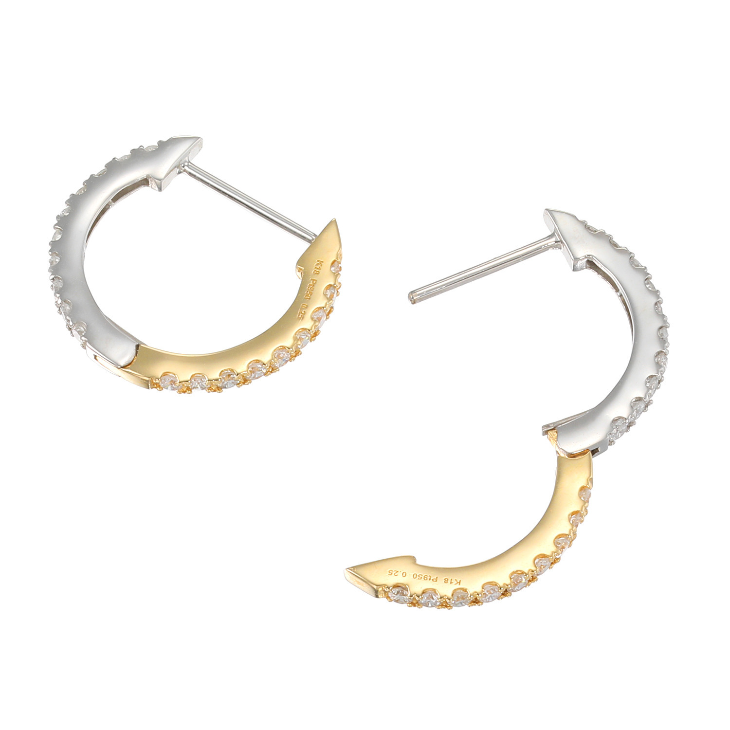 ディーラリエ プラチナ９５０＆１８Ｋ トータル ０．５カラットＵＰ ダイヤモンド リバーシブルフープピアス