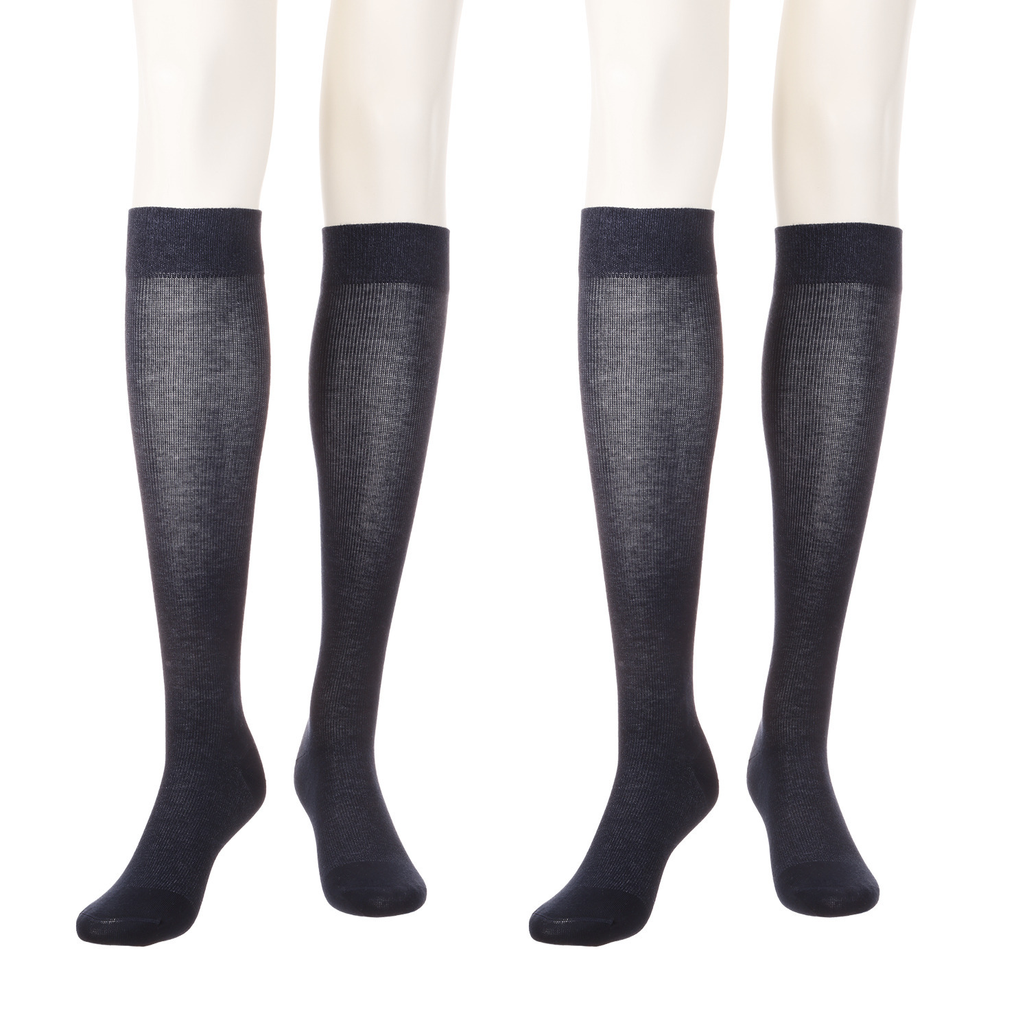 メディカルステイフィット 段階式着圧１４０デニール 綿混ハイソックス 同色２足セット 