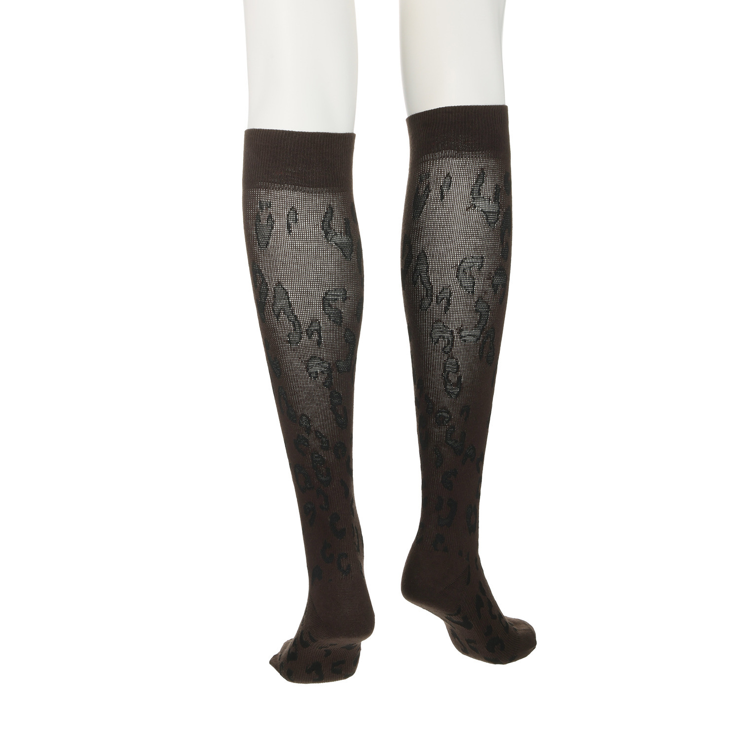 メディカルステイフィット 段階式着圧１４０デニール 綿混レオパード ハイソックス２足セット