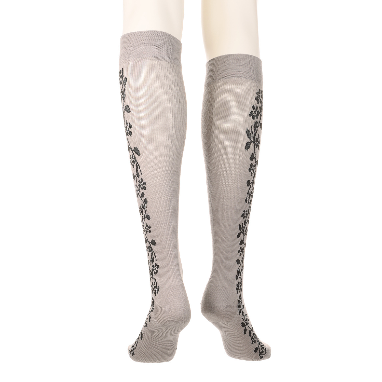 メディカルステイフィット ありがとう２３周年！！ 段階式着圧１４０デニール 綿混フローラル ハイソックス２足セット