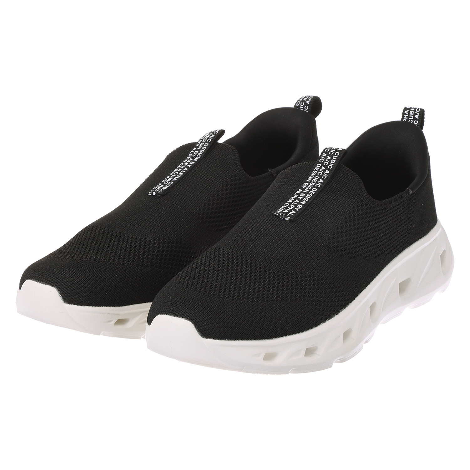 アルファキュービック ラクに履けて快適 足裏から空気が通る 軽量ニットスリッポン