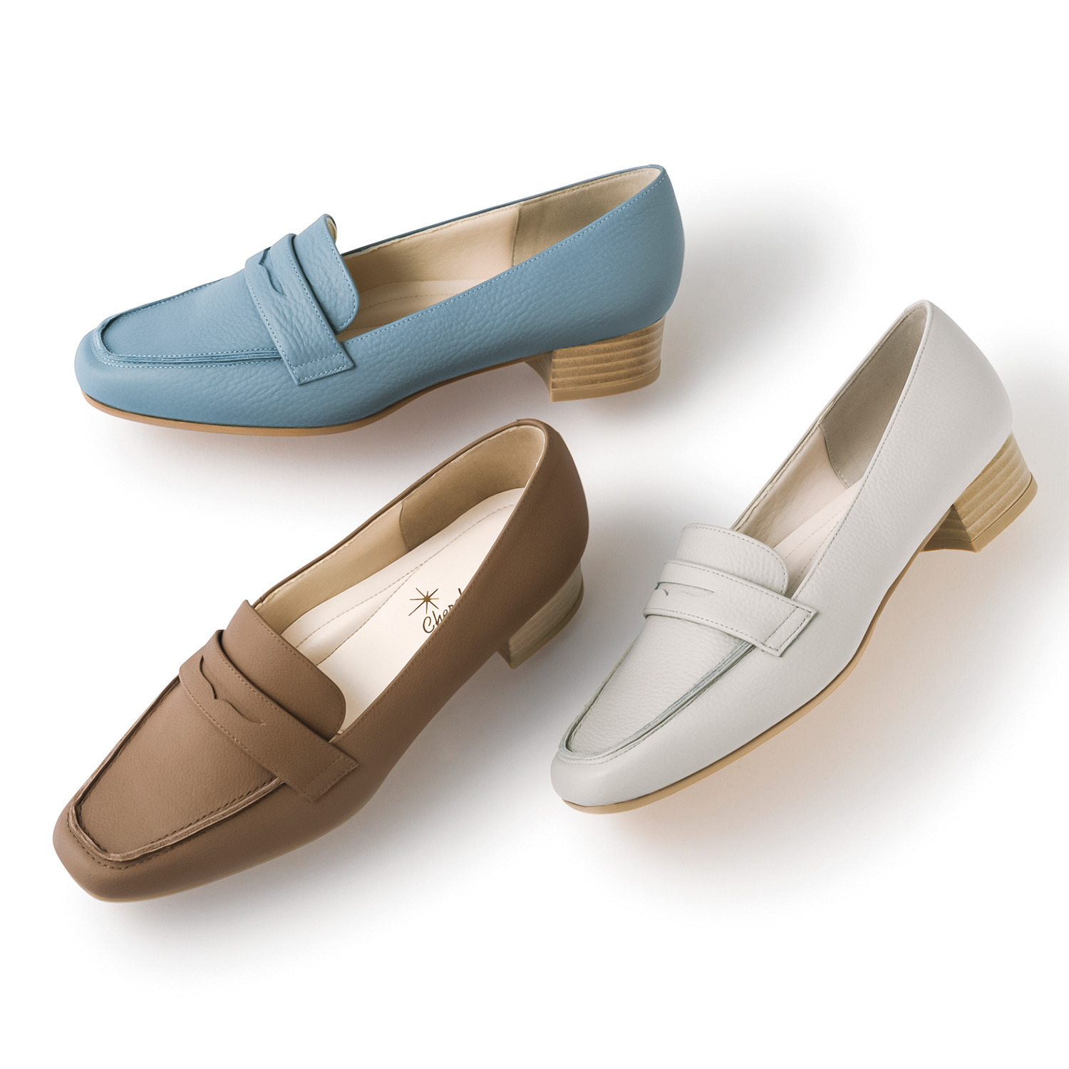 シェルシェエトワール メイドイン東京 はっ水牛革柔らか仕立て あか抜け３ｃｍヒール モカシンシューズ