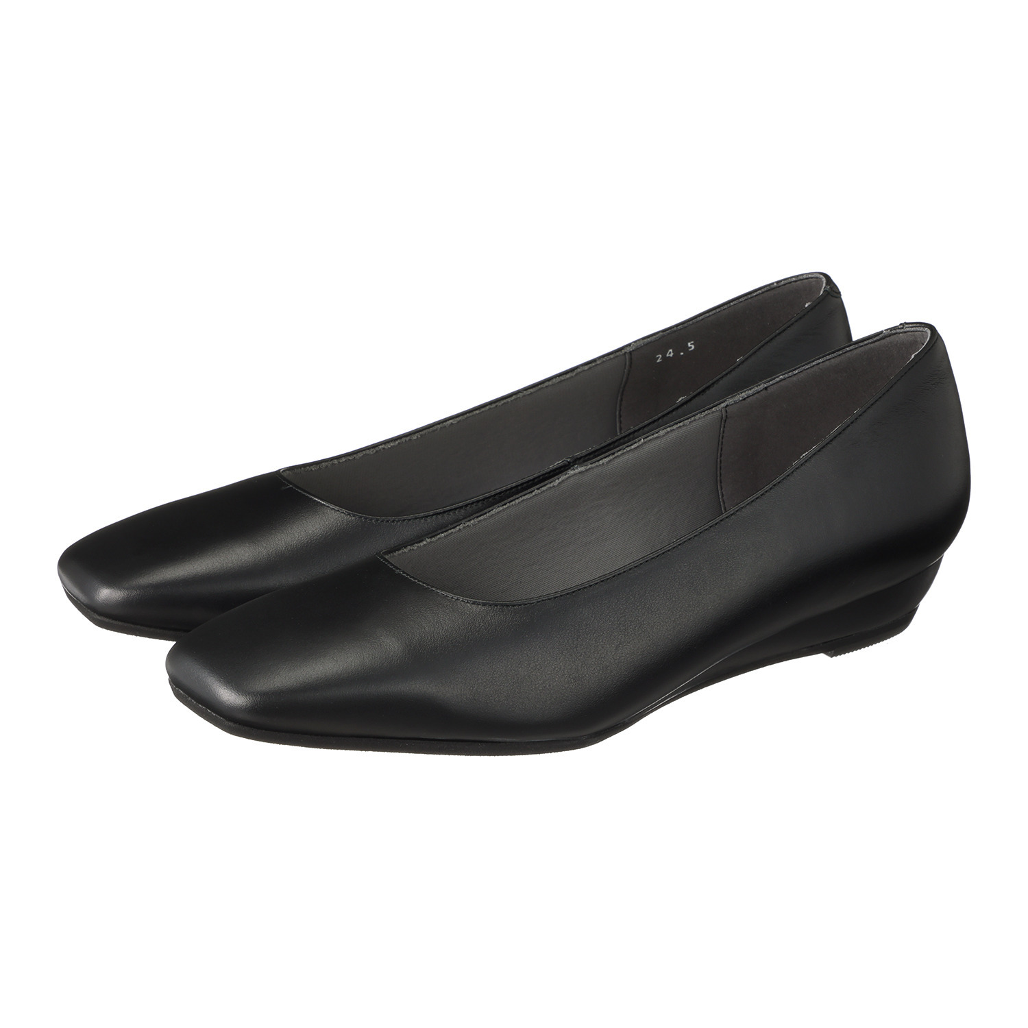 シェルシェエトワール メイドイン東京 牛革柔らか仕立て あか抜け２．５ｃｍヒール ウェッジヒールパンプス