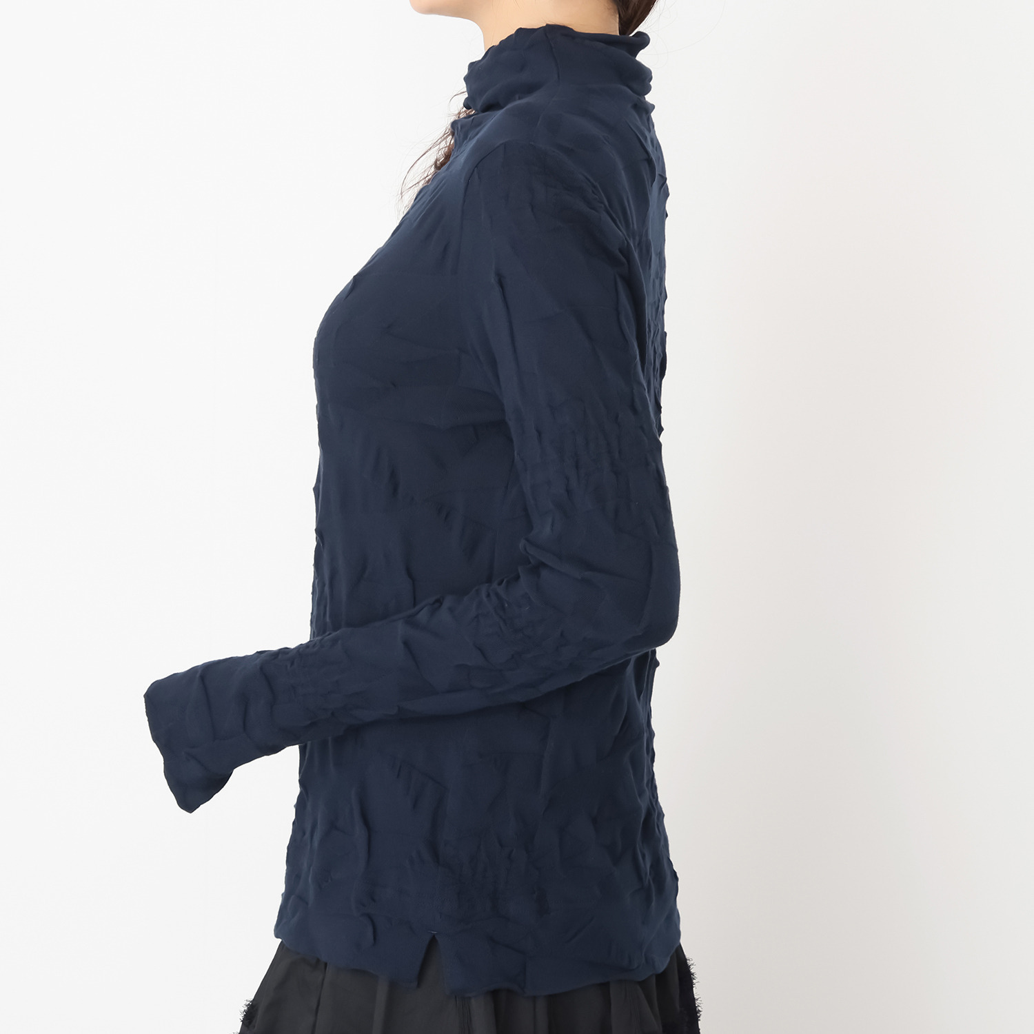 ナインティーン　ブルーム 尾州産ジャガード ボトルネックプルオーバー