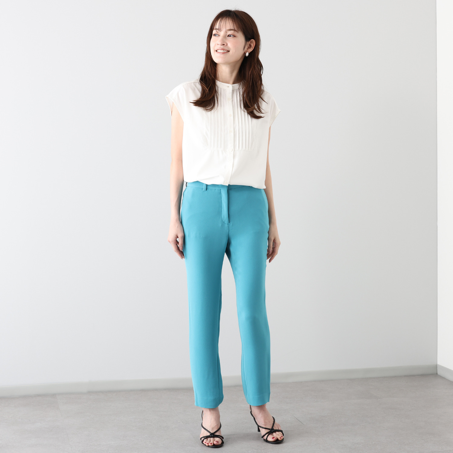 パンタパンタローニ 日本製ジョーゼット使用 クラシコイタリアモデル 細見えテーパードパンツ