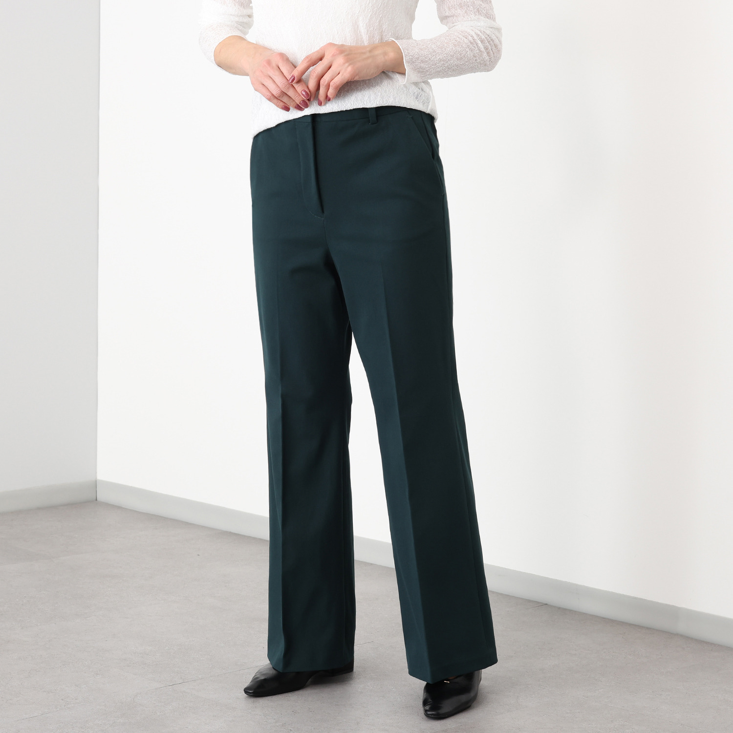 パンタパンタローニ なめらかコットン混 脚長ストレートパンツ