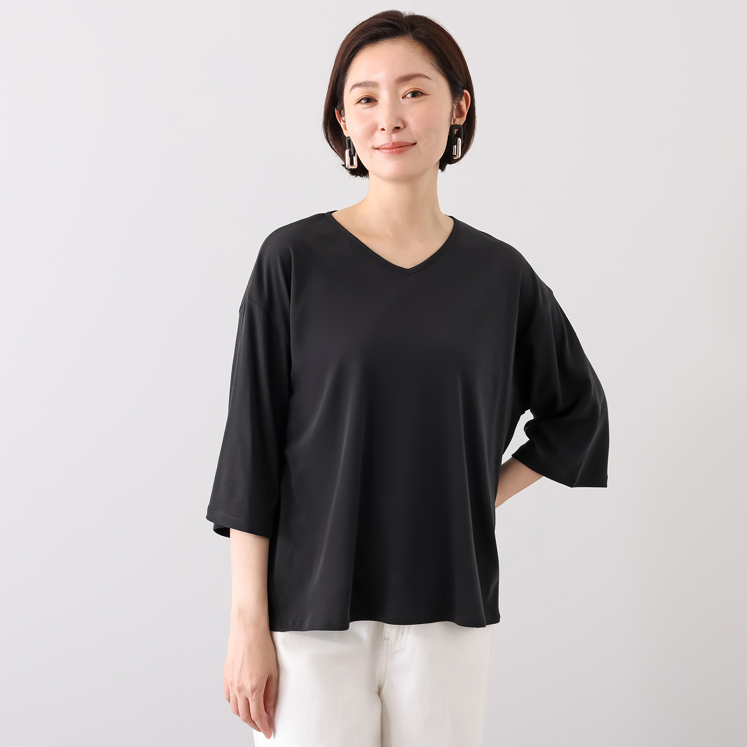 オーエヌオー 創業１００年の傑作 カルミヤコットン ガス焼き加工で艶仕上げ さらっと柔らかい ドレーププルオーバー