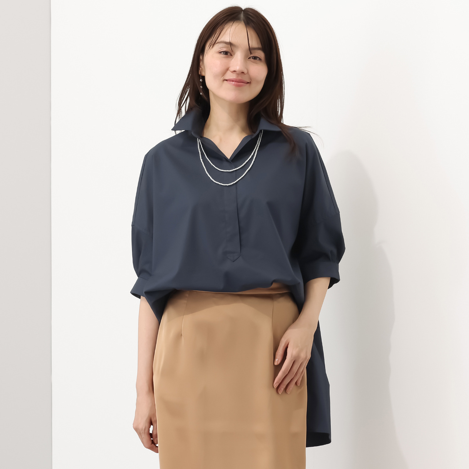 クローチェクロス 日本製 上質コットン混 デザインシャツ