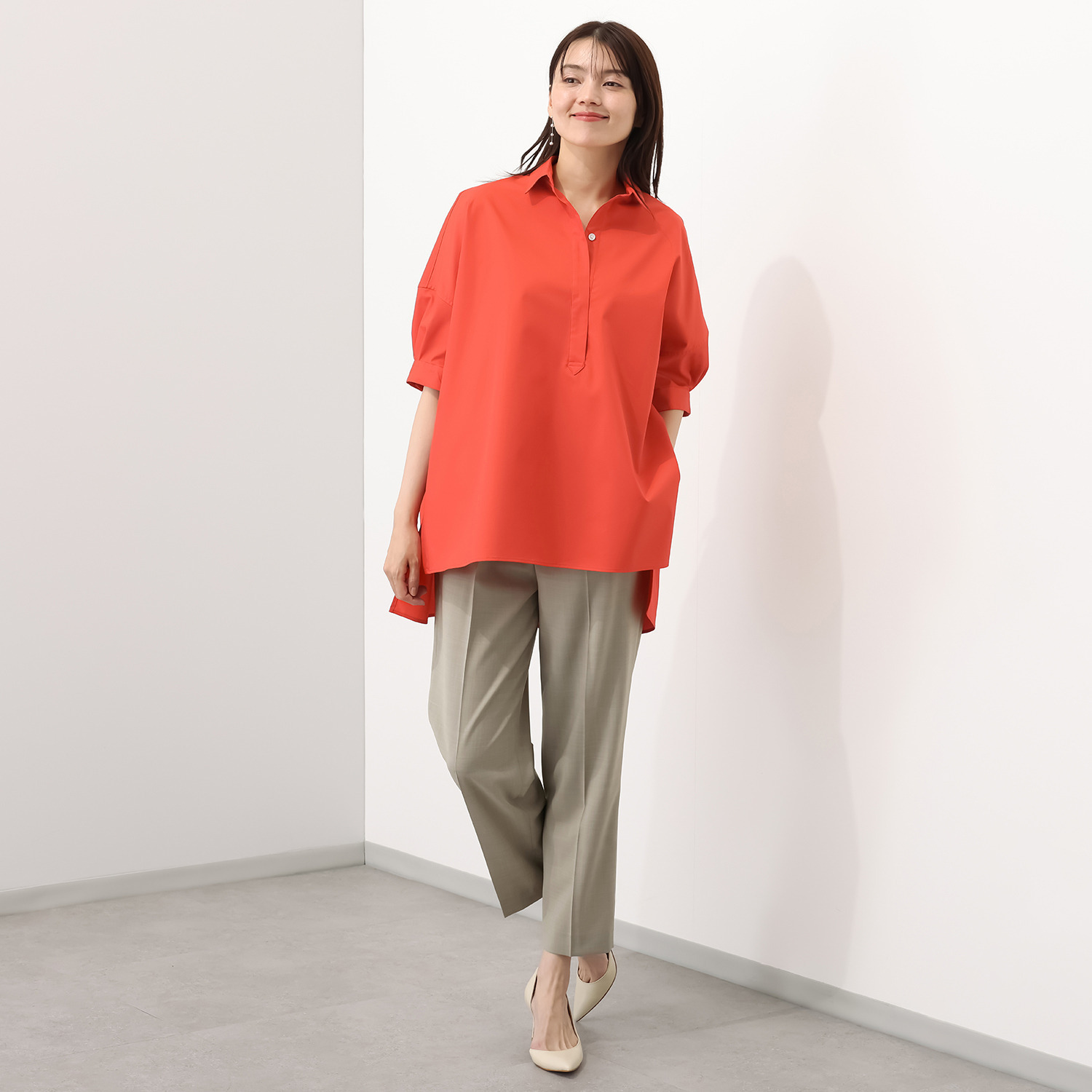 クローチェクロス 日本製 上質コットン混 デザインシャツ