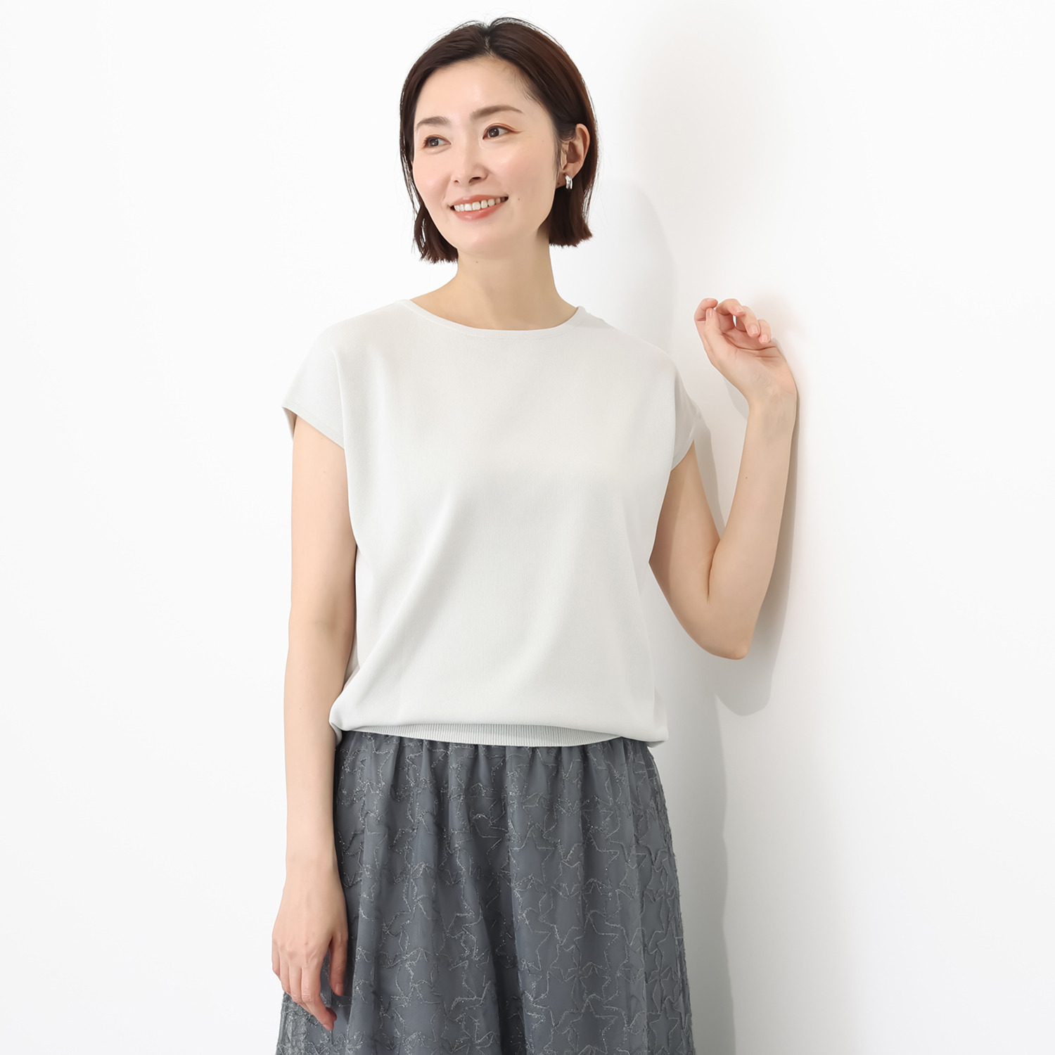 ルクオーレ 接触冷感総針編 ２ウェイドルマンニット プルオーバー