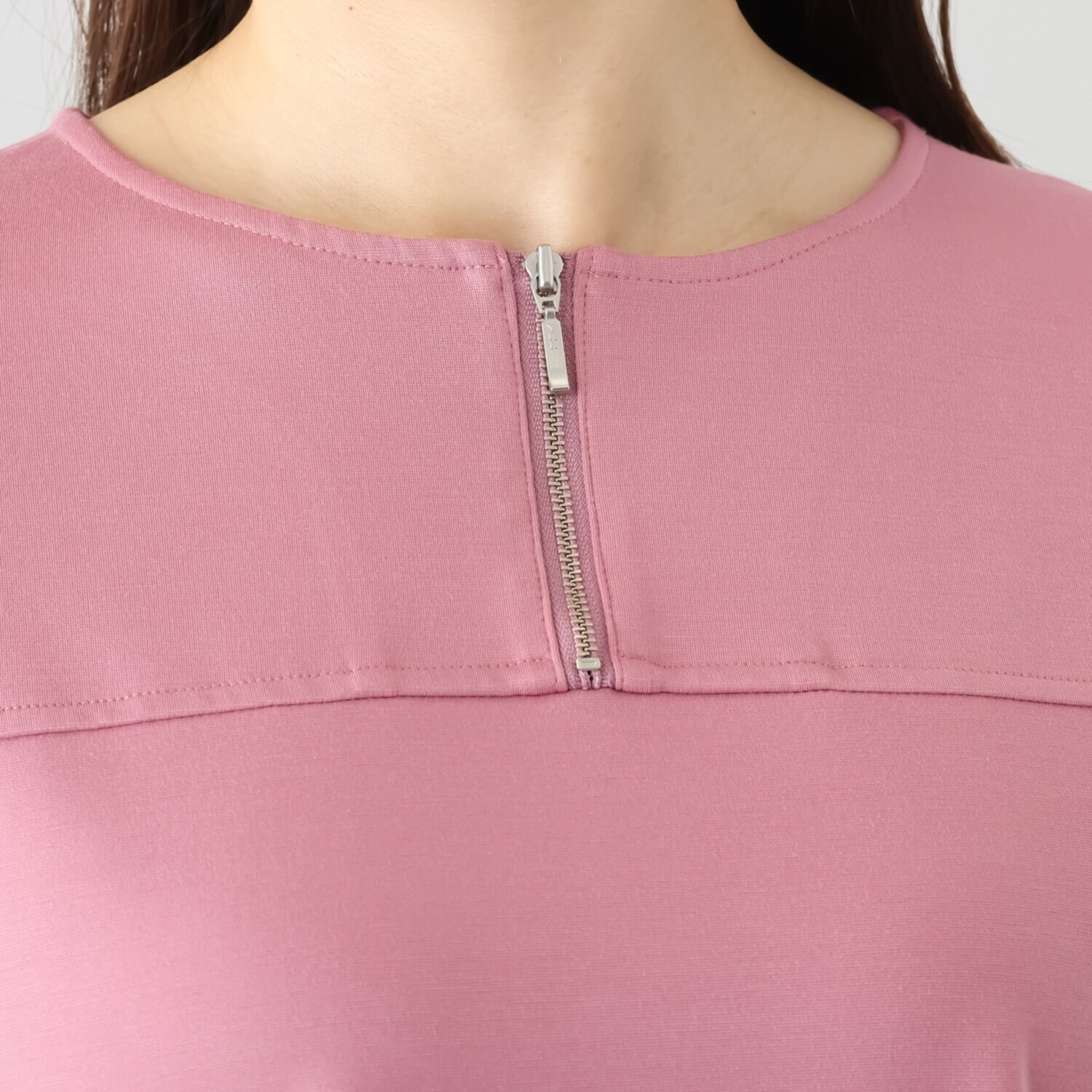 シーン ジップアクセント やわらか肌触り ドルマンスリーブトップス