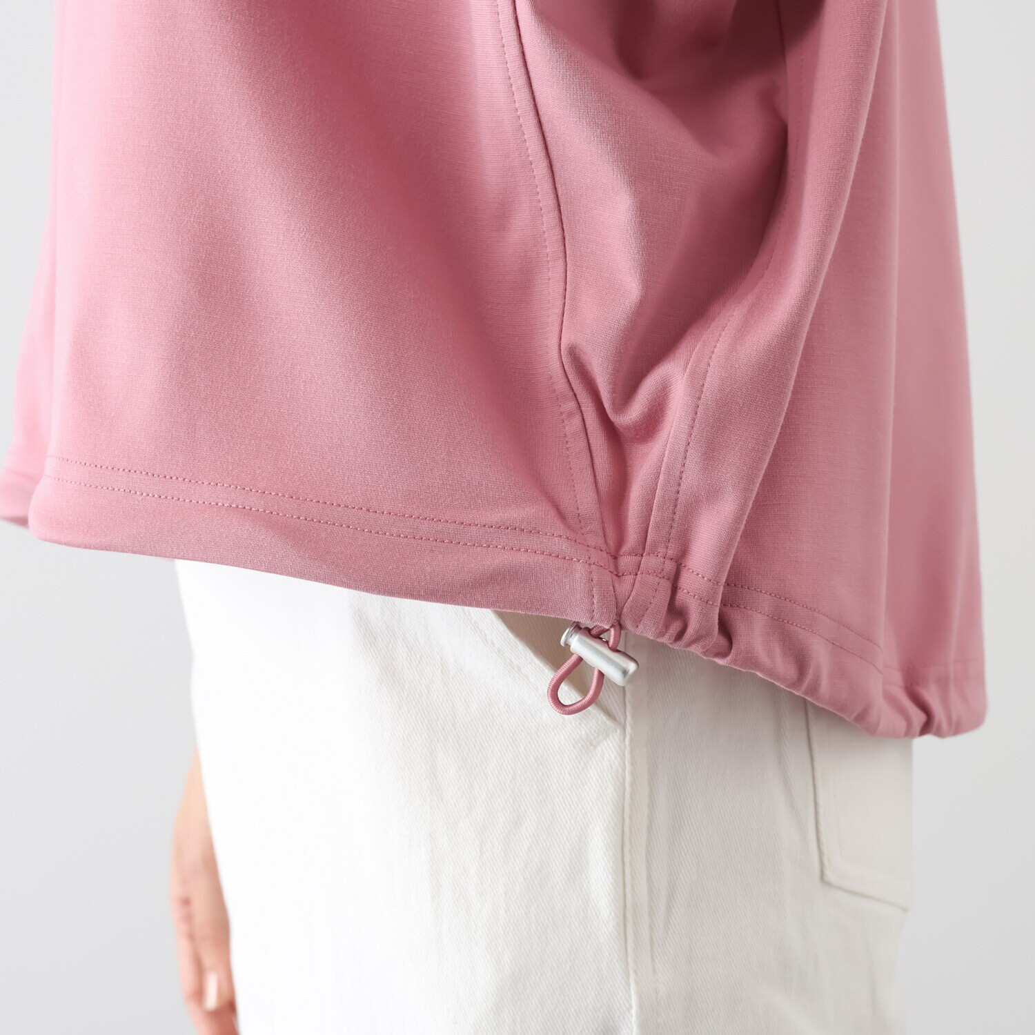 シーン ジップアクセント やわらか肌触り ドルマンスリーブトップス