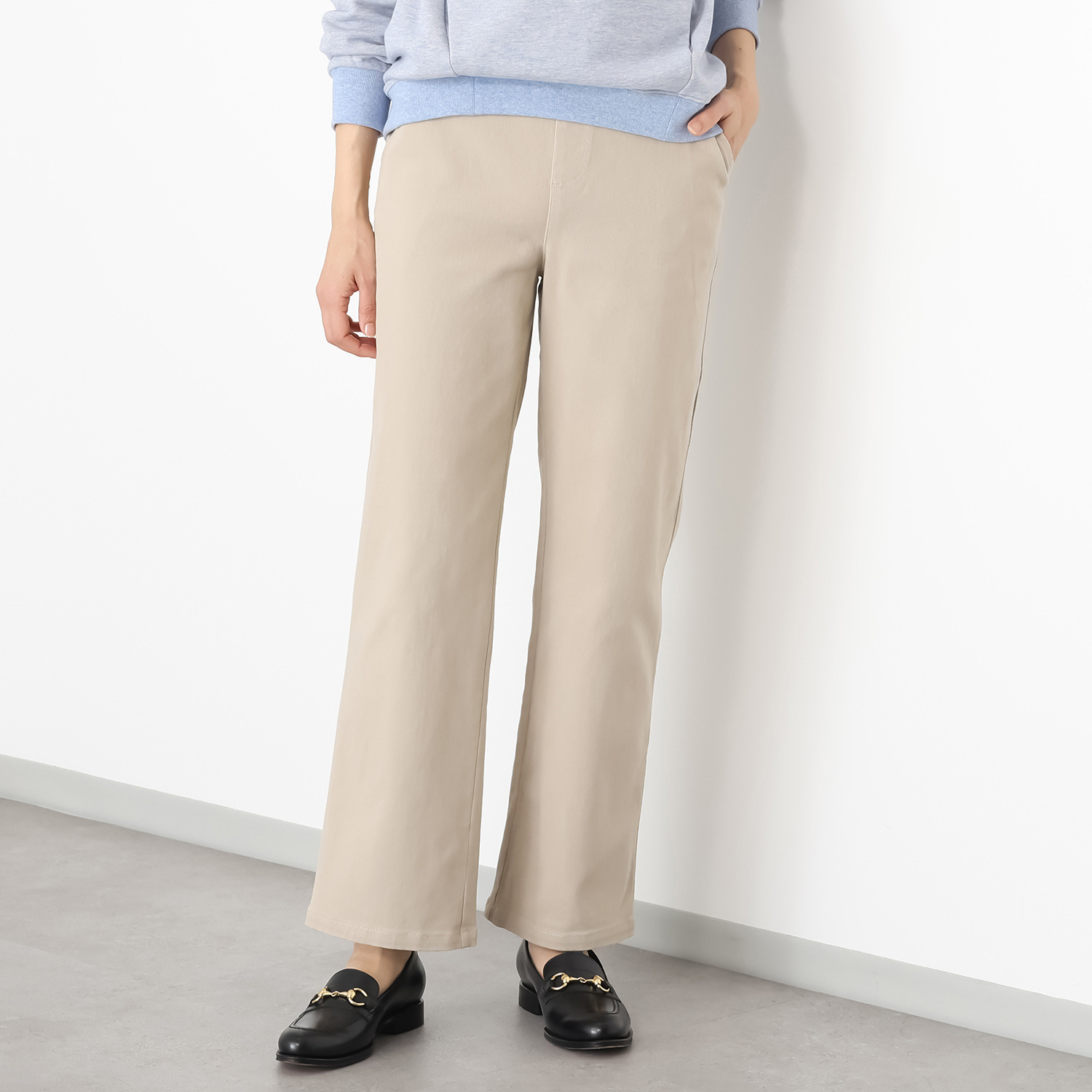 シーン コットン混 ツイルストレッチ ストレートパンツ