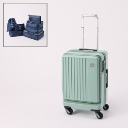 フリクエンター “リエーヴェ” 衝撃緩衝 フロントオープン スーツケース４８ｃｍ 旅行ポーチ７点セット ＜機内持ち込み可＞