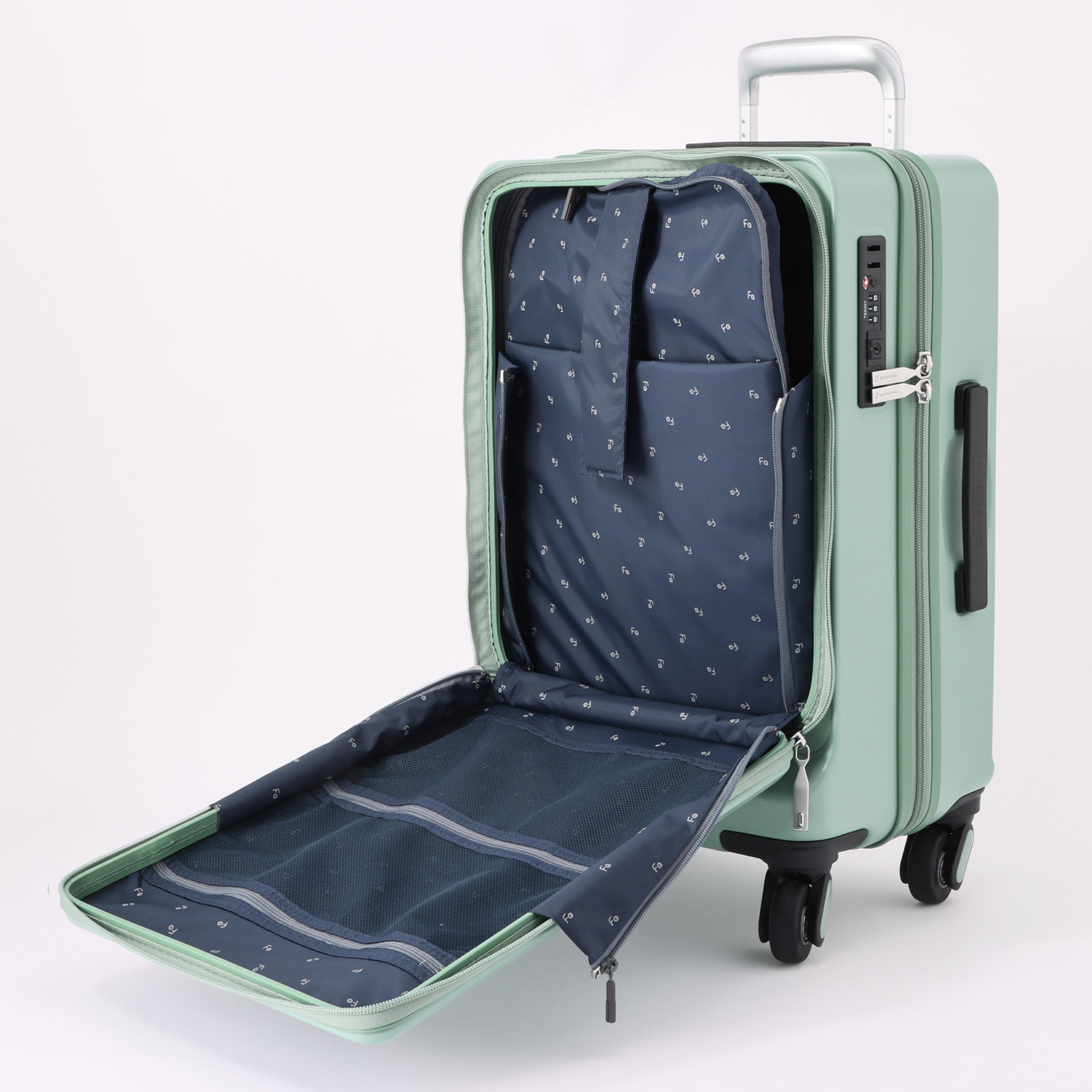 フリクエンター “リエーヴェ” 衝撃緩衝 フロントオープン スーツケース４８ｃｍ 旅行ポーチ７点セット ＜機内持ち込み可＞