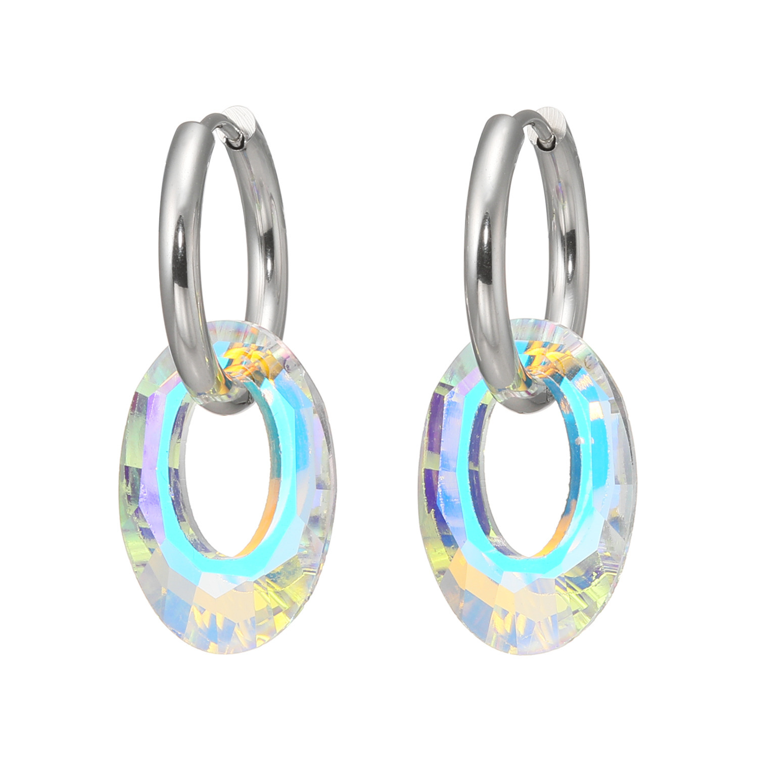 キラキラギフト バイ　アビステ ステンレス オーバルモティーフ ２ウェイ　イージー イヤリング／ピアス