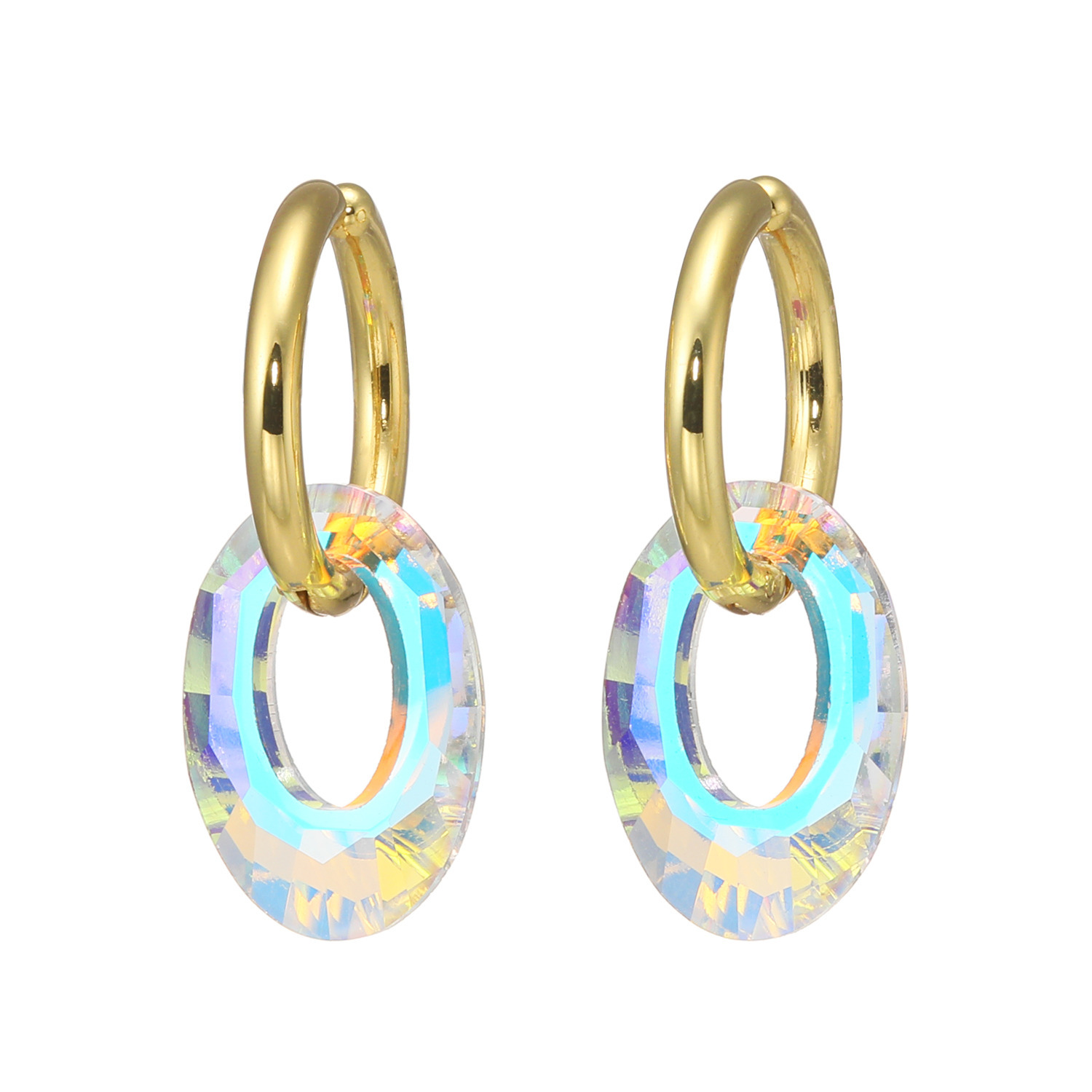 キラキラギフト バイ　アビステ ステンレス オーバルモティーフ ２ウェイ　イージー イヤリング／ピアス