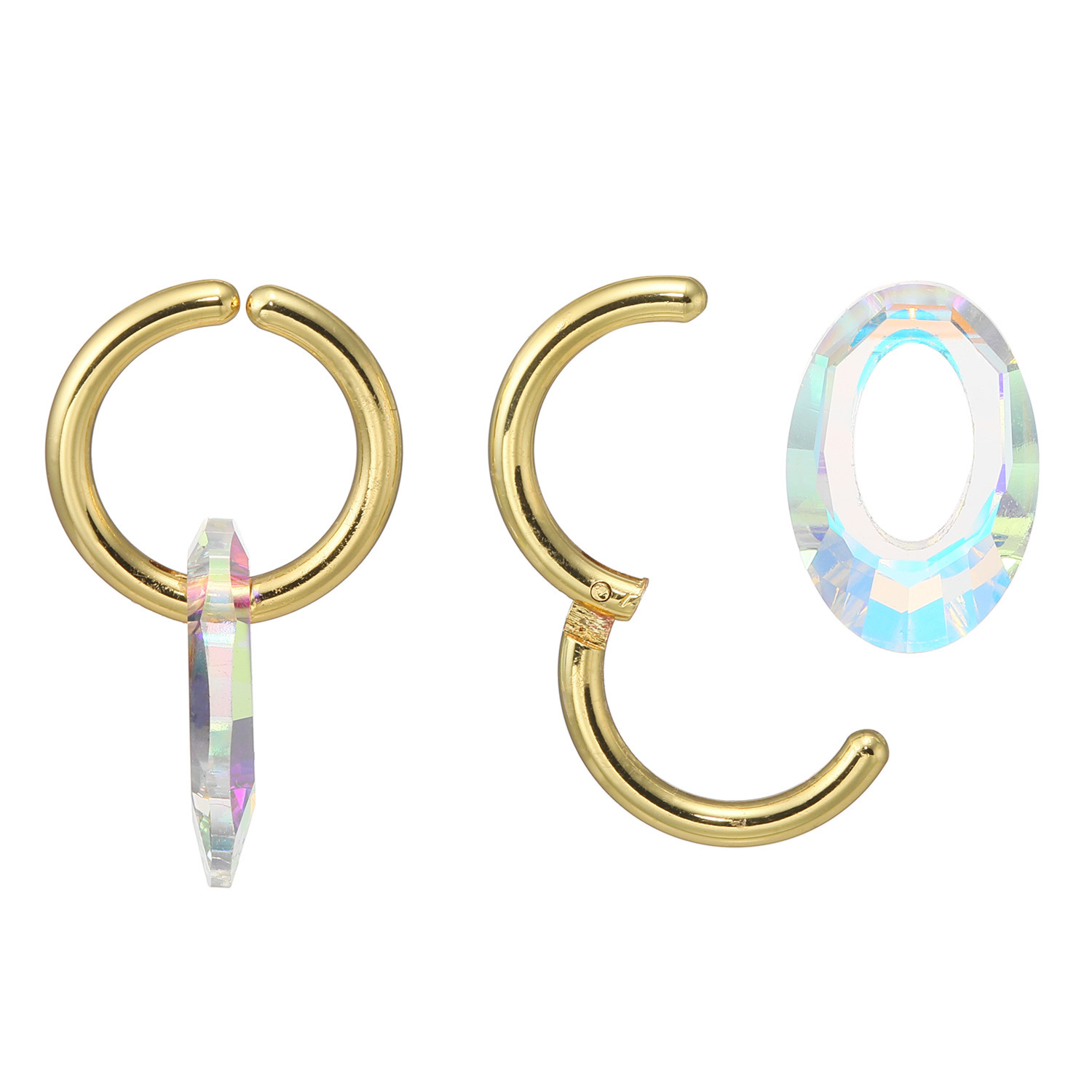 キラキラギフト バイ　アビステ ステンレス オーバルモティーフ ２ウェイ　イージー イヤリング／ピアス