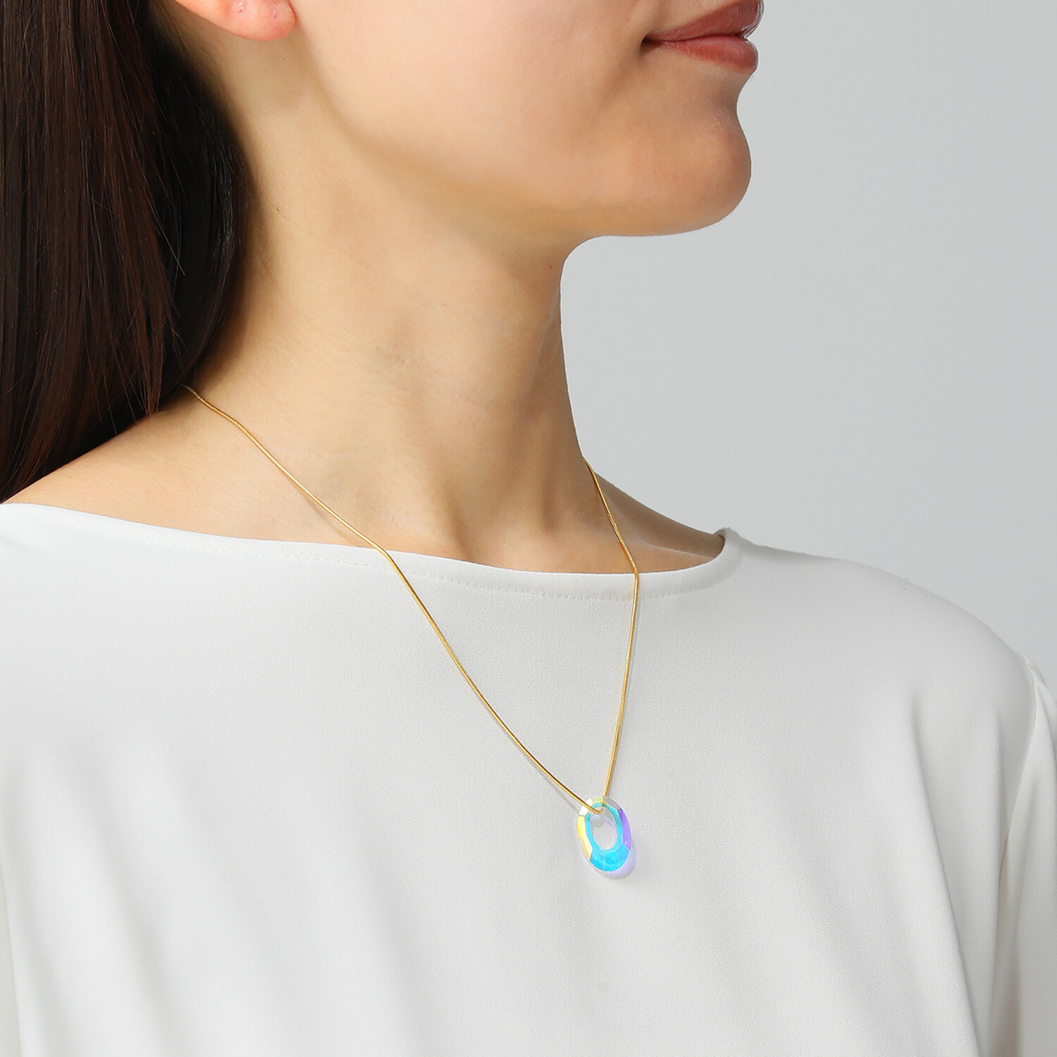 キラキラギフト バイ　アビステ ステンレス オーバルモティーフ ２ウェイ　イージー イヤリング／ピアス