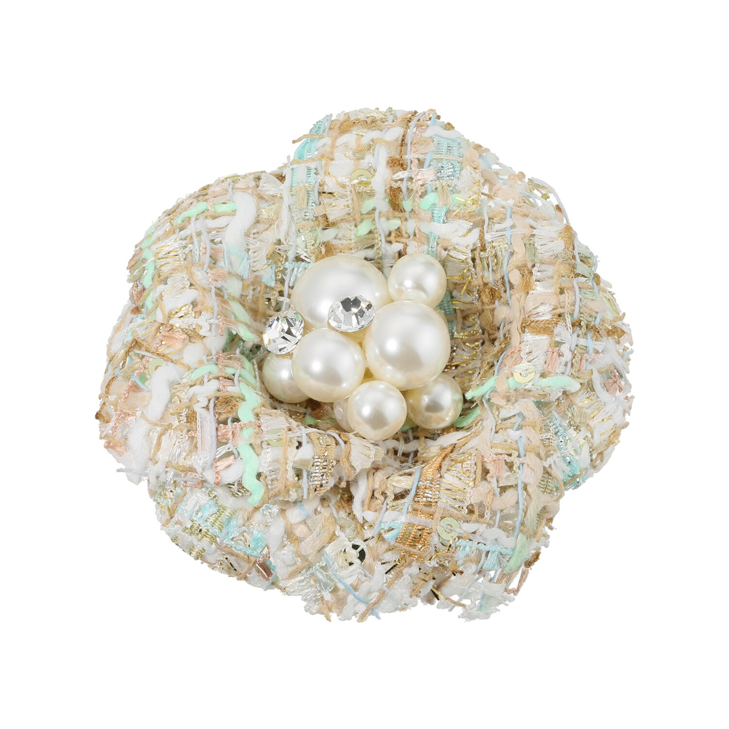 マイビジュー ファンシーツイード パールビジュウ カメリアモティーフ マグネットブローチ