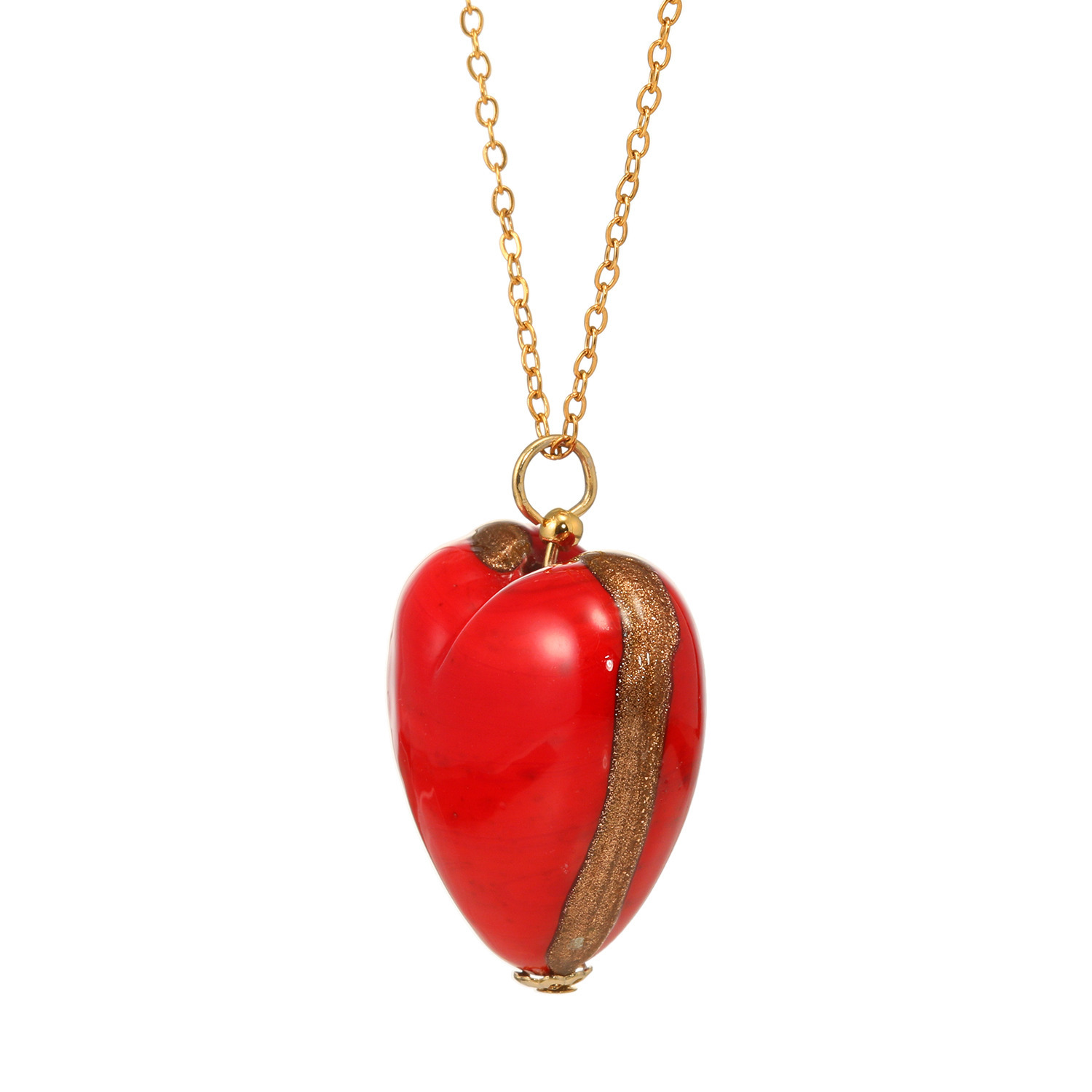 ラグーナ ステンレス ベネチアンガラス ハートモティーフ ロングペンダント