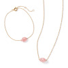 アビステ ステンレス ストロベリークォーツ オーバルネックレス＆ ブレスレットセット