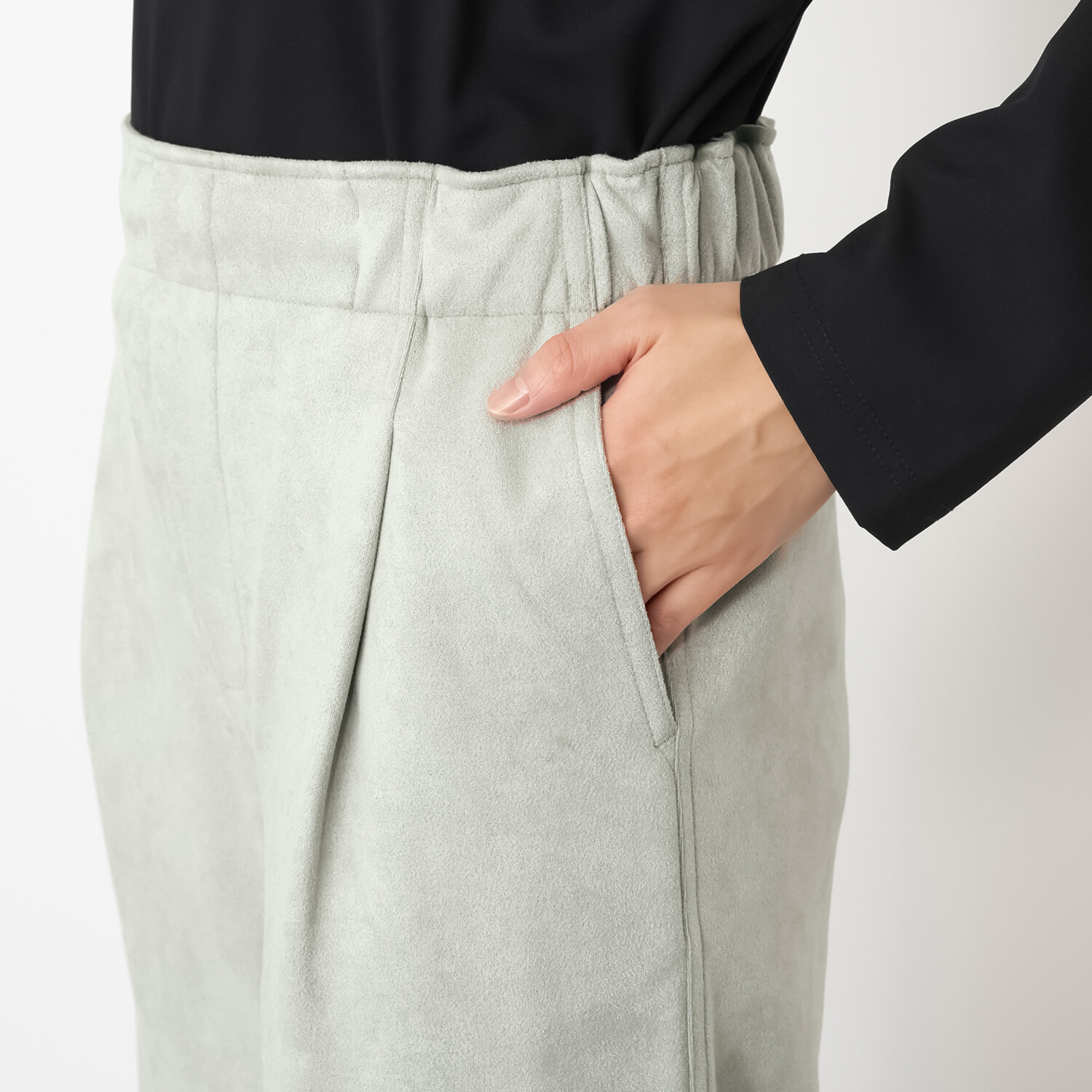 チーロ スエードタッチ タックワイドパンツ