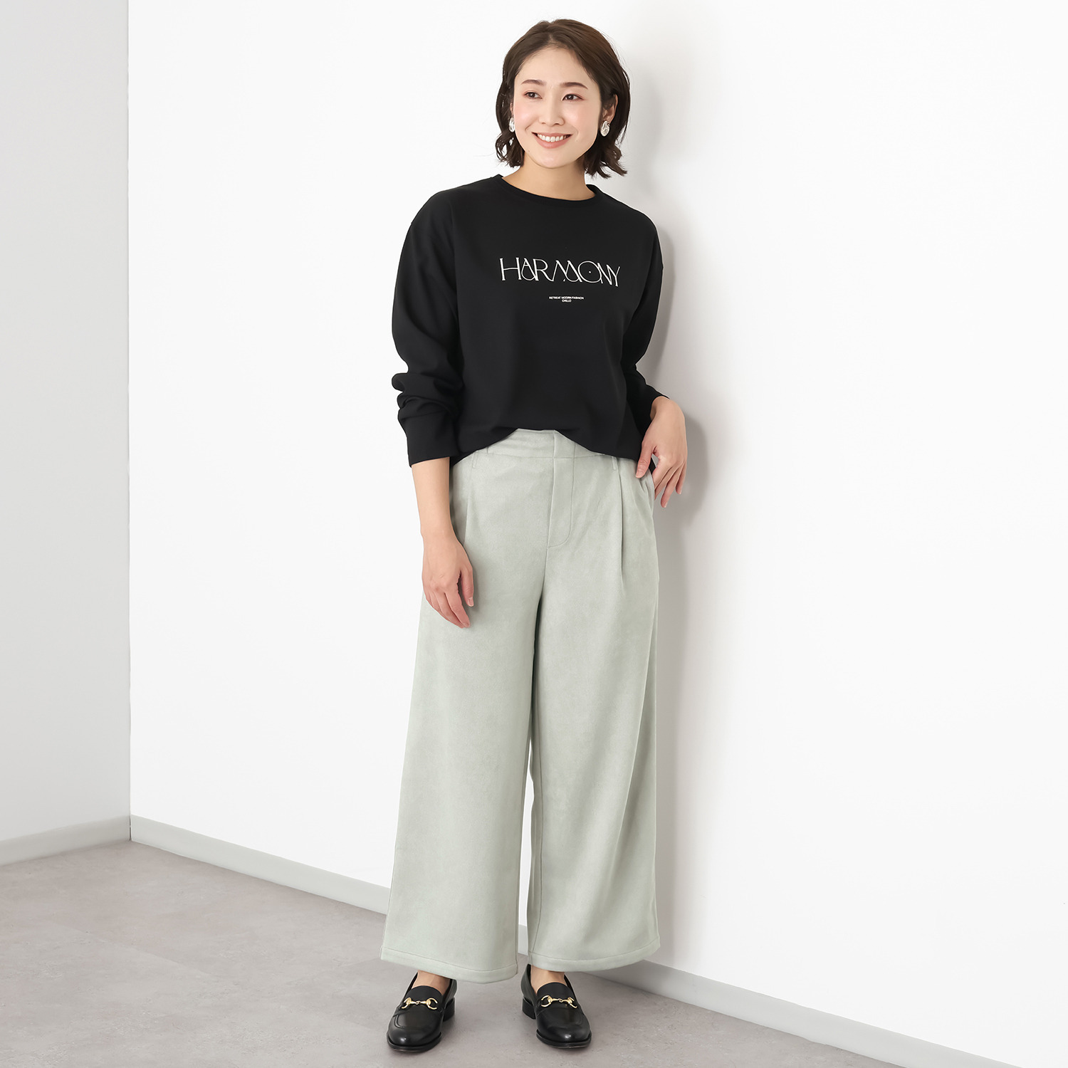 チーロ スエードタッチ タックワイドパンツ