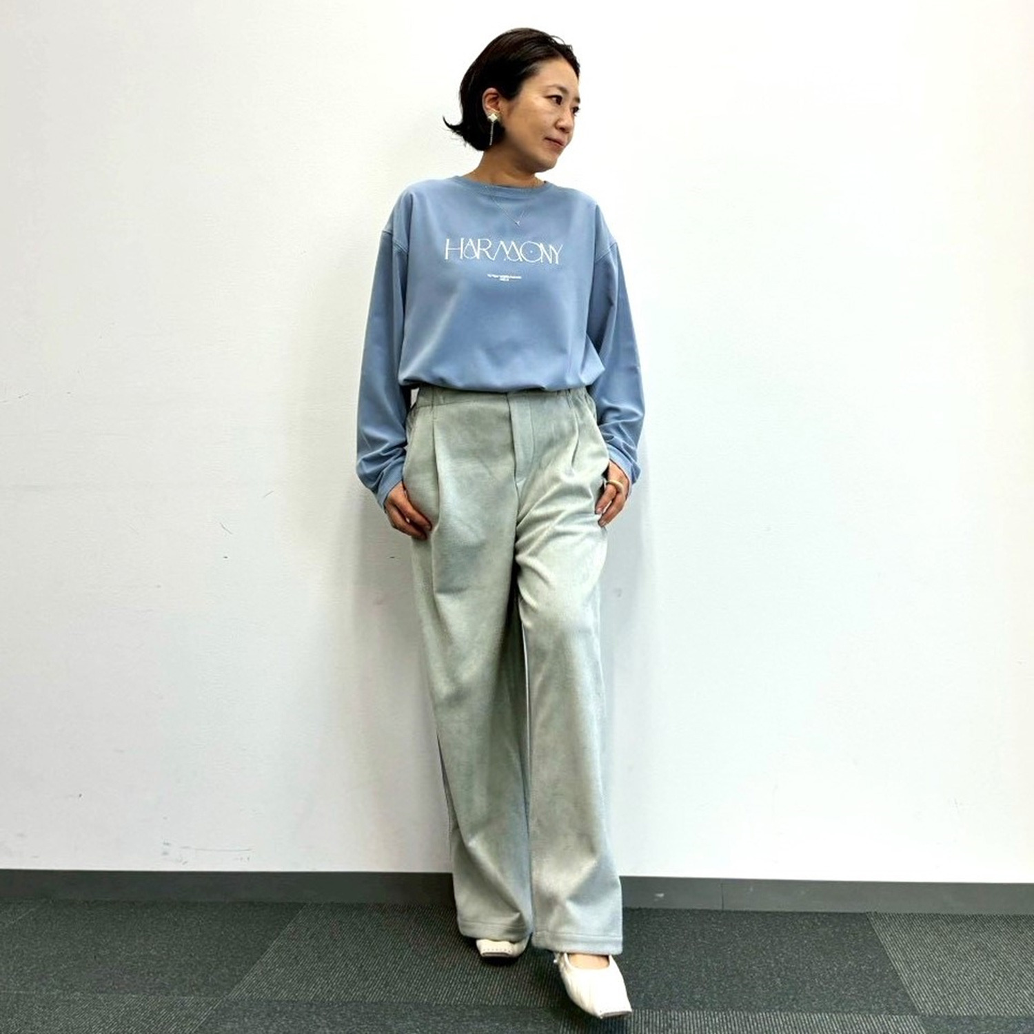 チーロ スエードタッチ タックワイドパンツ