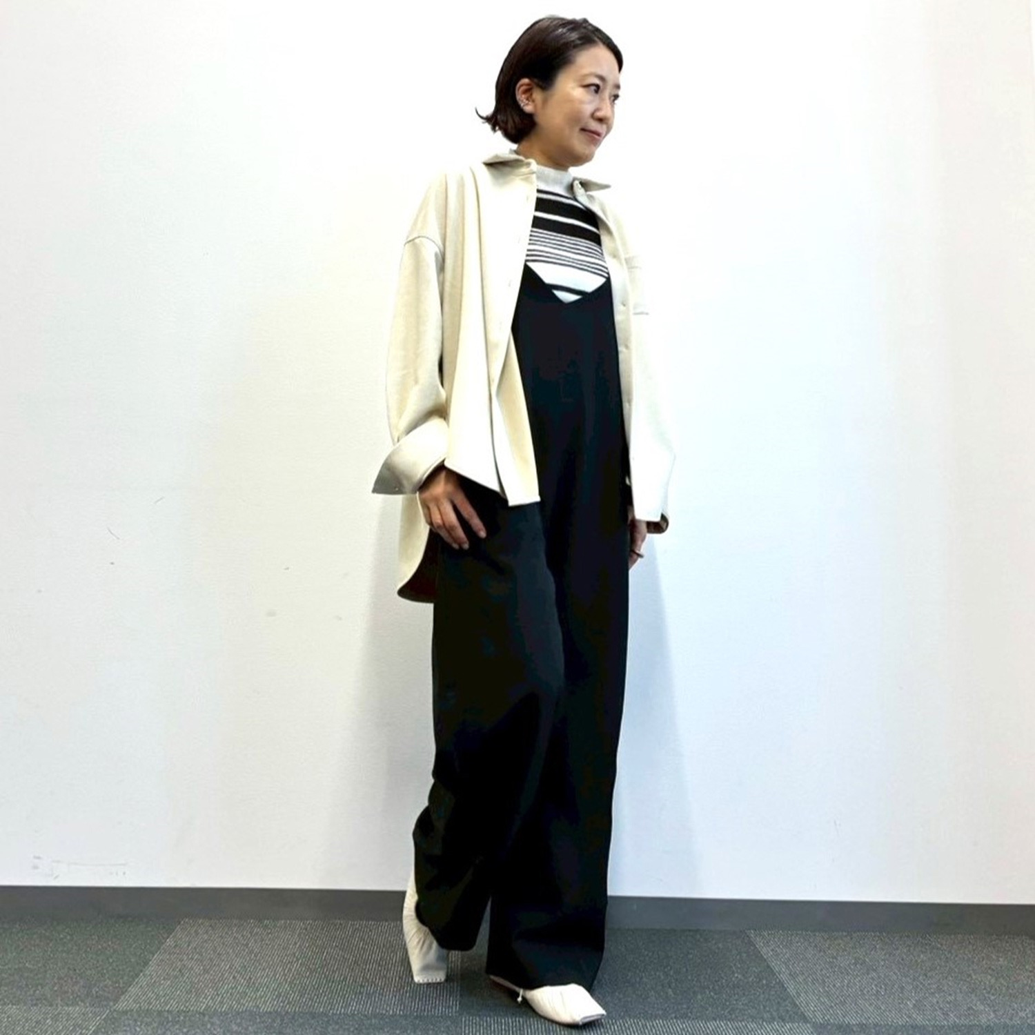 チーロ コットン混 シアーリブニット プルオーバー