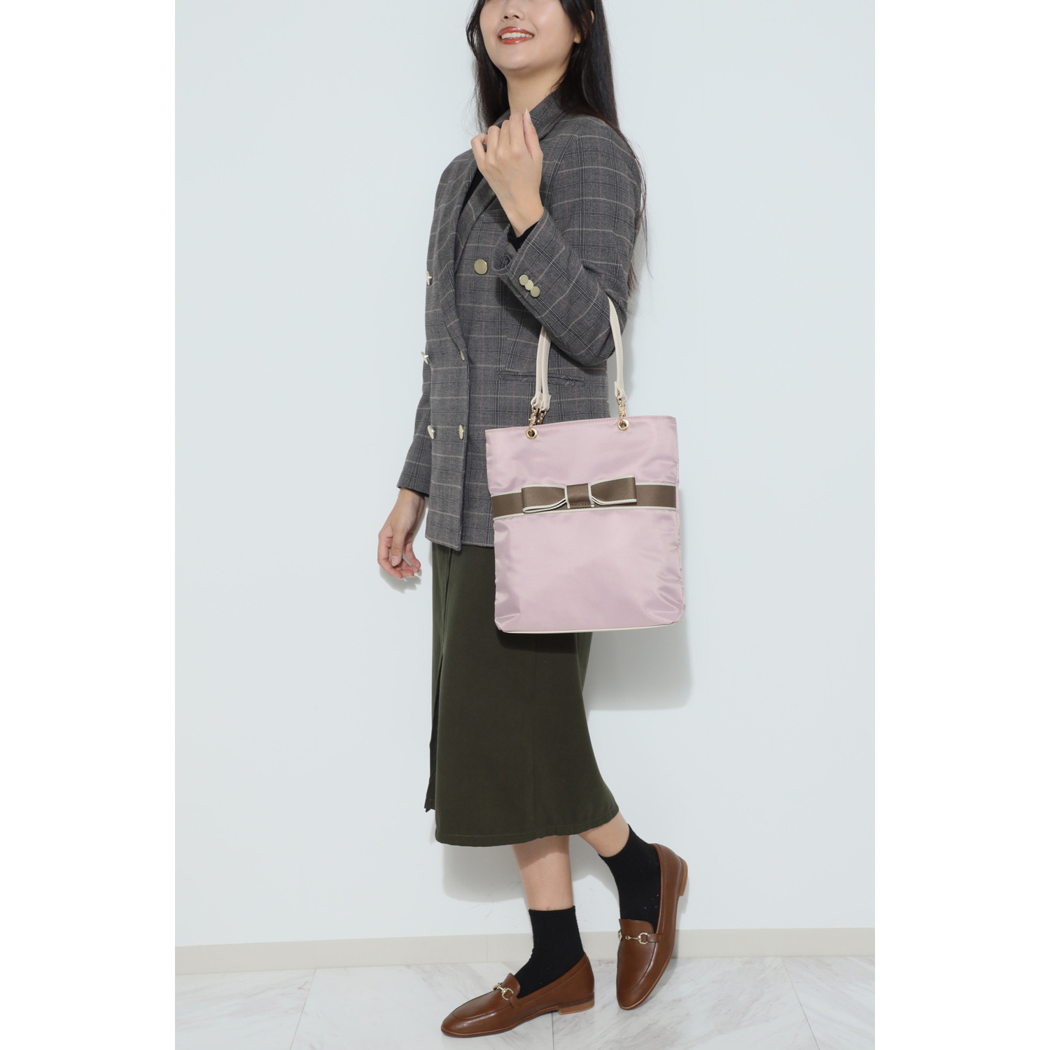 ラルジュ リボンアクセント Ａ４縦トートバッグ