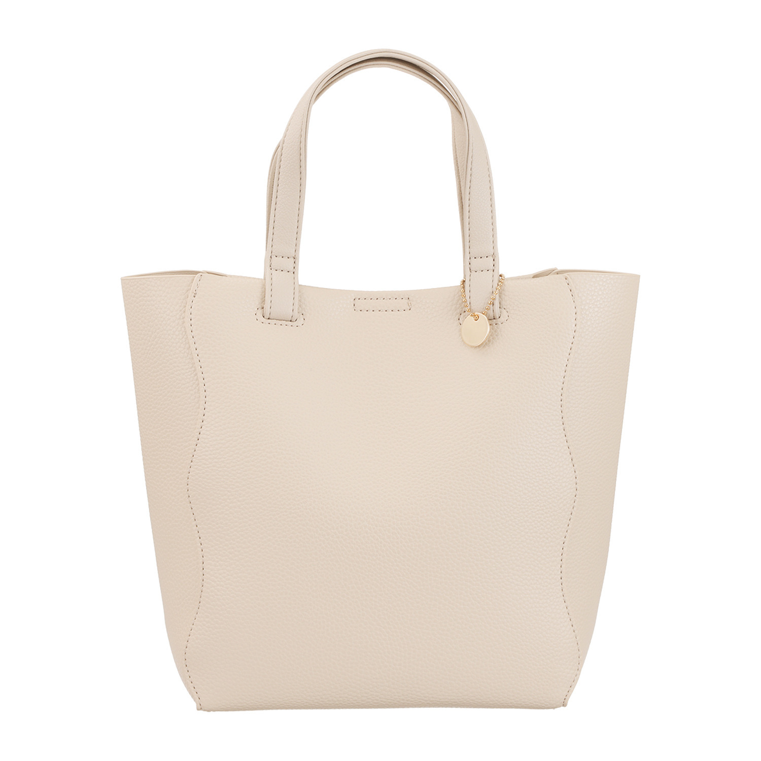 ラルジュ フェイクレザー チャーム付 波カットトートバッグ