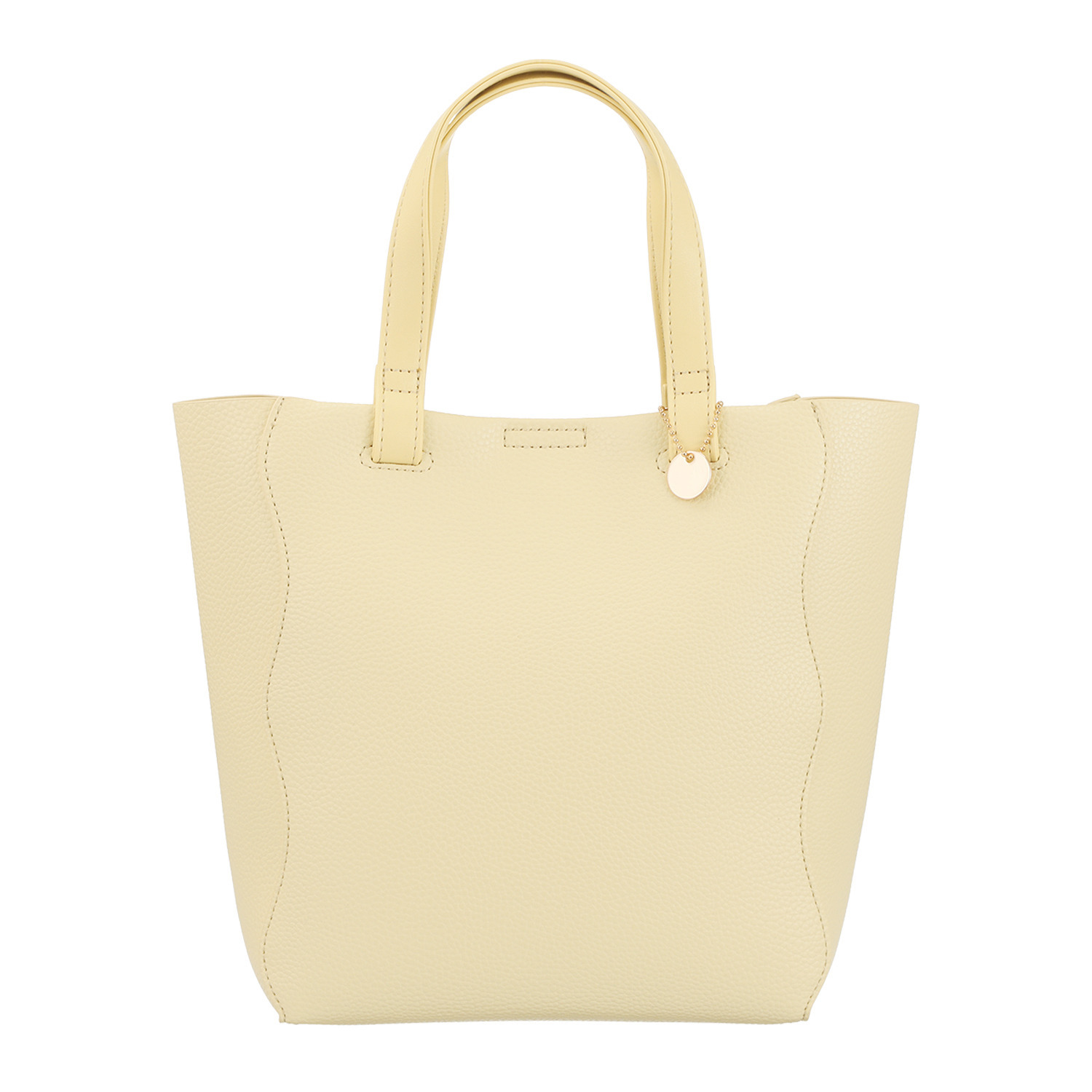 ラルジュ フェイクレザー チャーム付 波カットトートバッグ