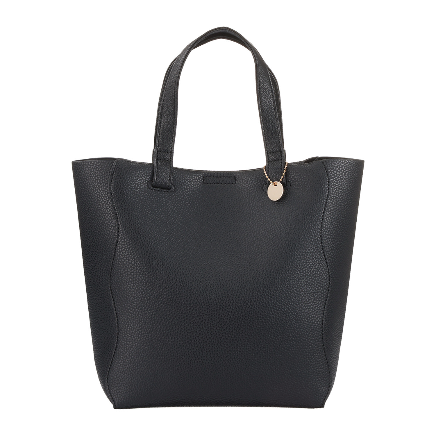 ラルジュ フェイクレザー チャーム付 波カットトートバッグ