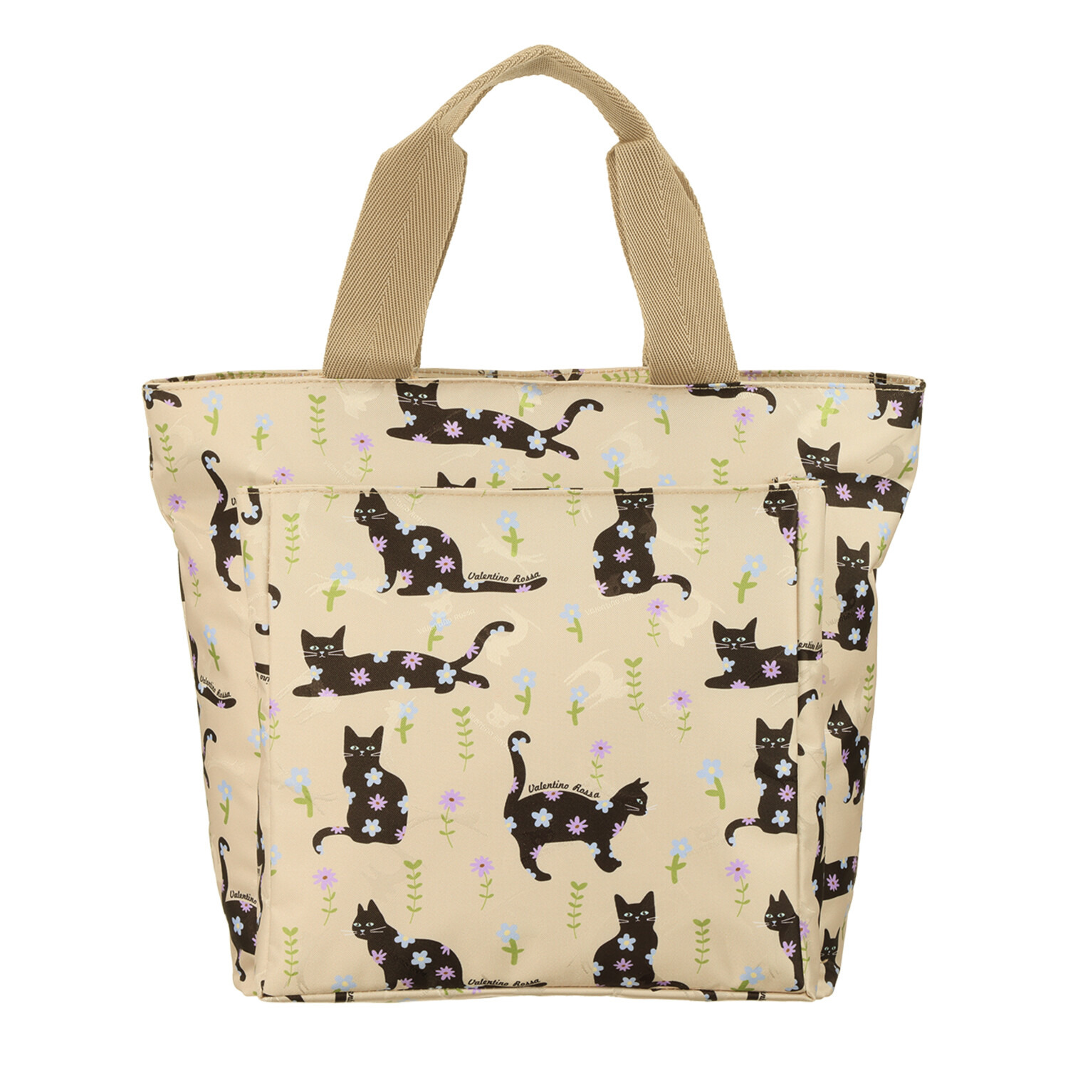 ラルジュ キャットフラワー 前後ファスナーポケット トートバッグ