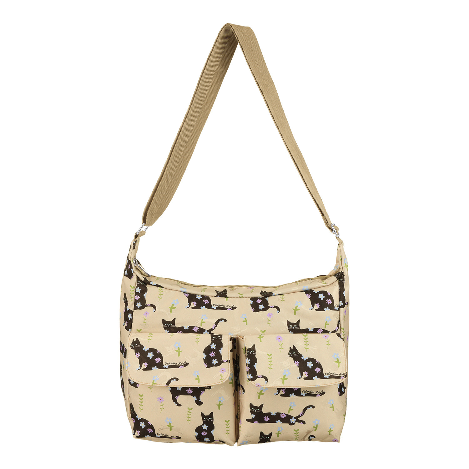 ラルジュ キャットフラワー フロントかぶせポケット ショルダーバッグ